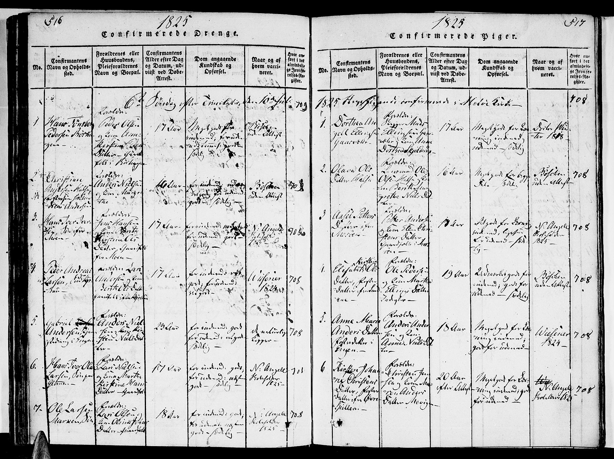 Ministerialprotokoller, klokkerbøker og fødselsregistre - Nordland, AV/SAT-A-1459/841/L0617: Klokkerbok nr. 841C01 /2, 1820-1830, s. 516-517