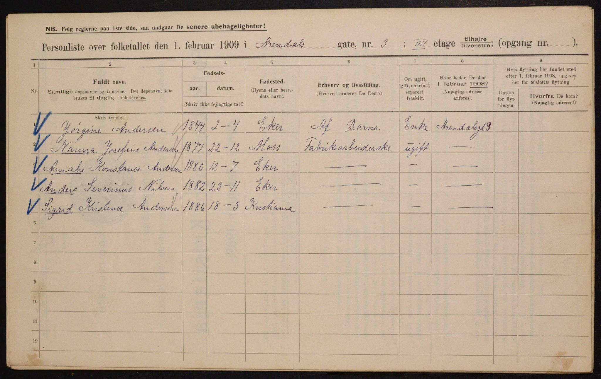 OBA, Kommunal folketelling 1.2.1909 for Kristiania kjøpstad, 1909, s. 1872