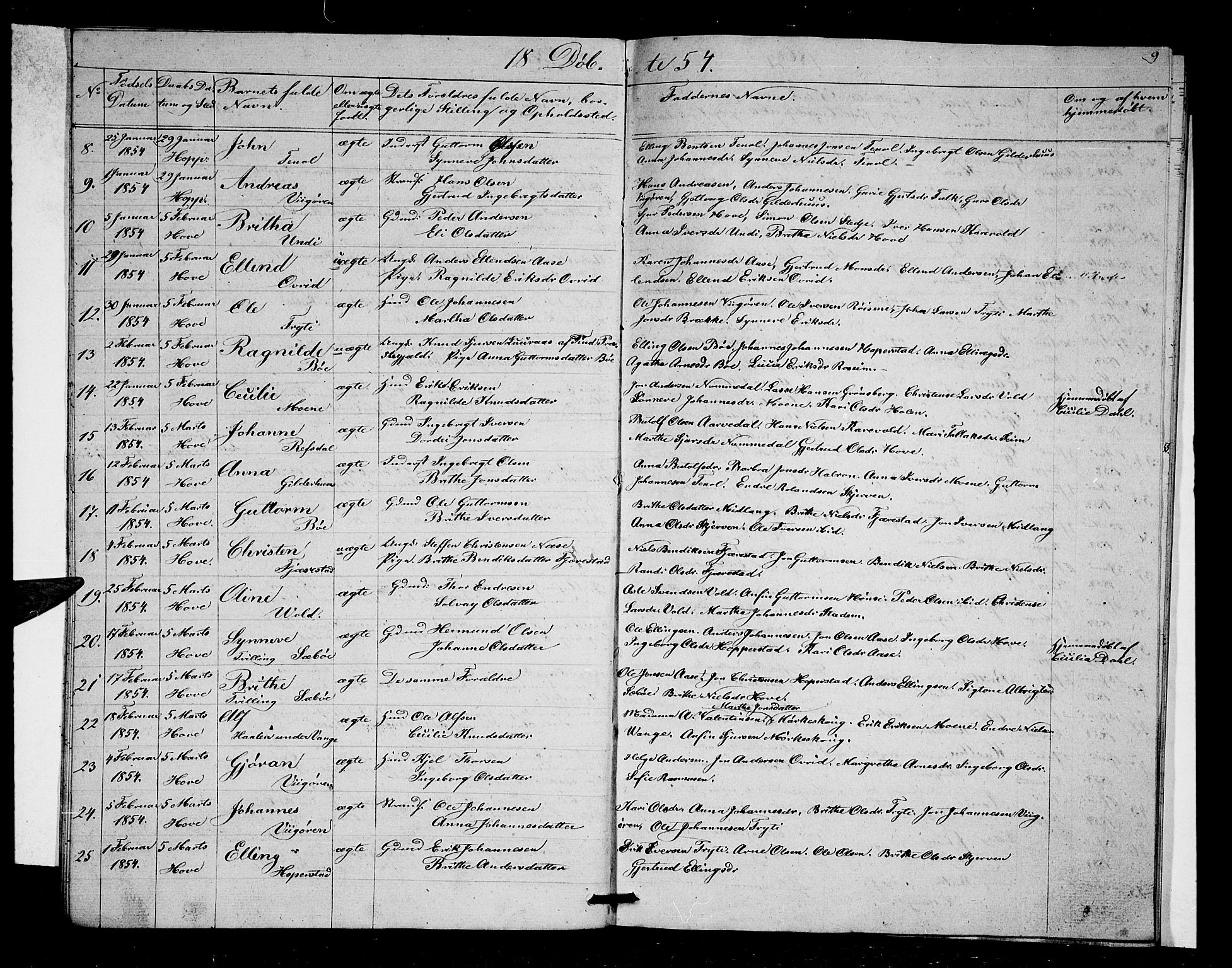Vik sokneprestembete, AV/SAB-A-81501/H/Hab/Haba/L0001: Klokkerbok nr. A 1, 1852-1856, s. 9