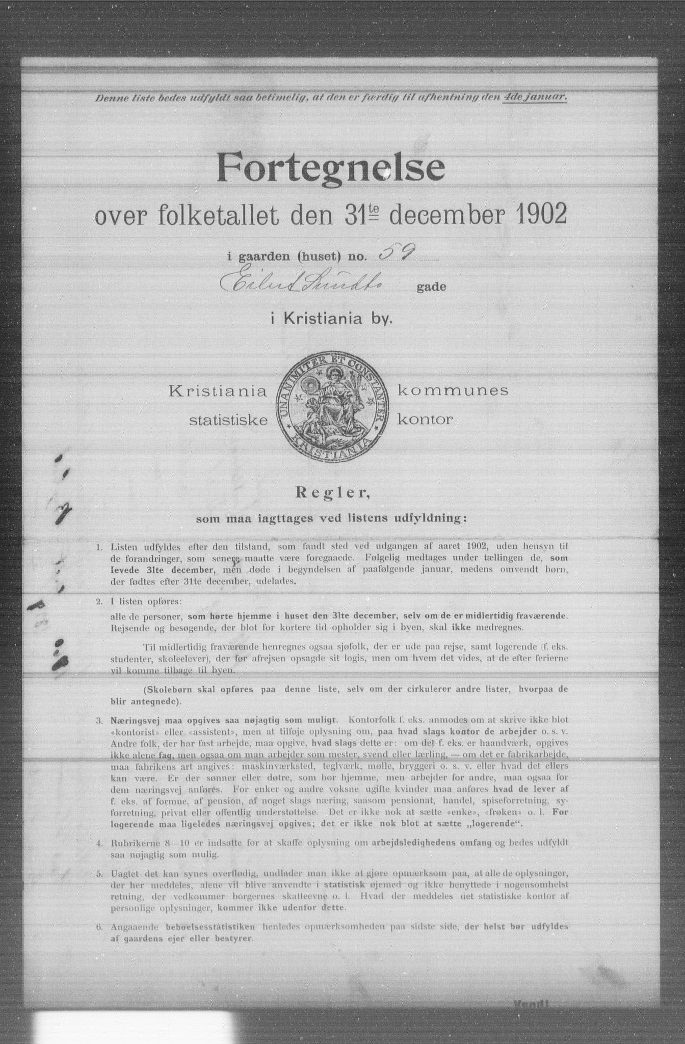 OBA, Kommunal folketelling 31.12.1902 for Kristiania kjøpstad, 1902, s. 3688