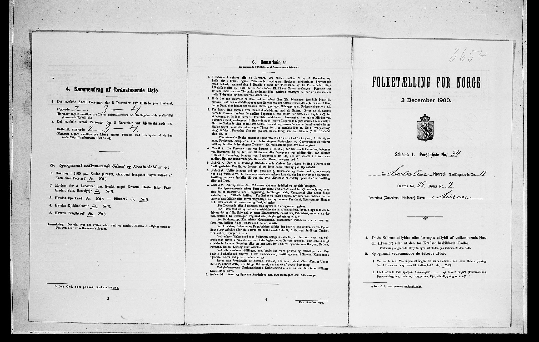RA, Folketelling 1900 for 0614 Ådal herred, 1900, s. 804