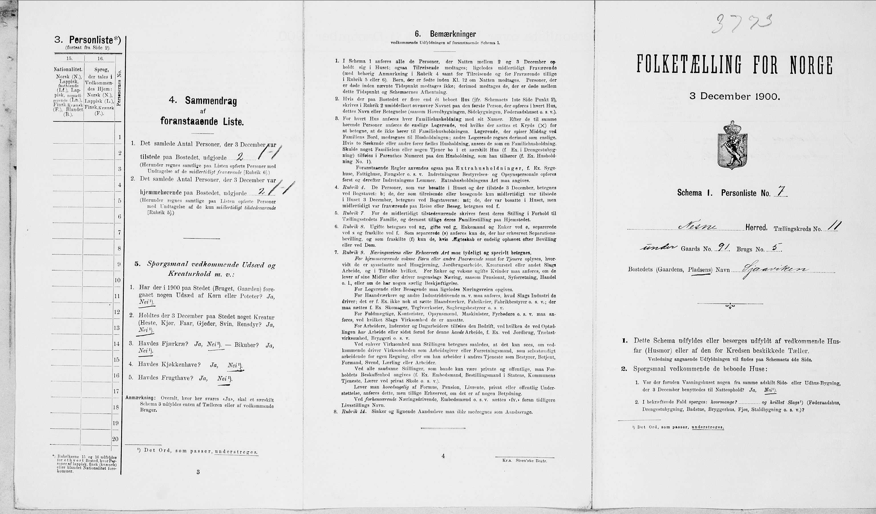 SAT, Folketelling 1900 for 1828 Nesna herred, 1900, s. 1057