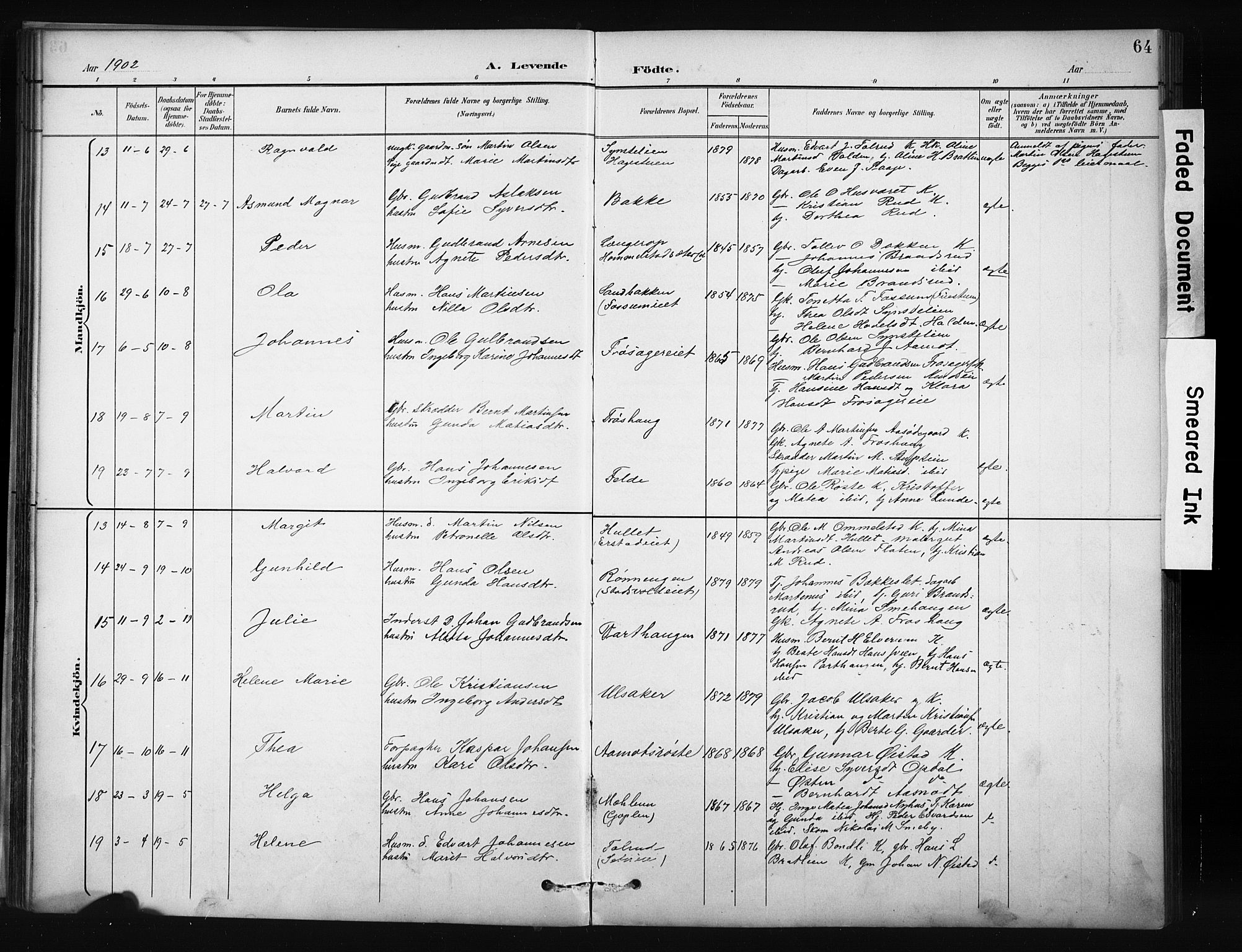 Nordre Land prestekontor, SAH/PREST-124/H/Ha/Hab/L0012: Klokkerbok nr. 12, 1891-1909, s. 64