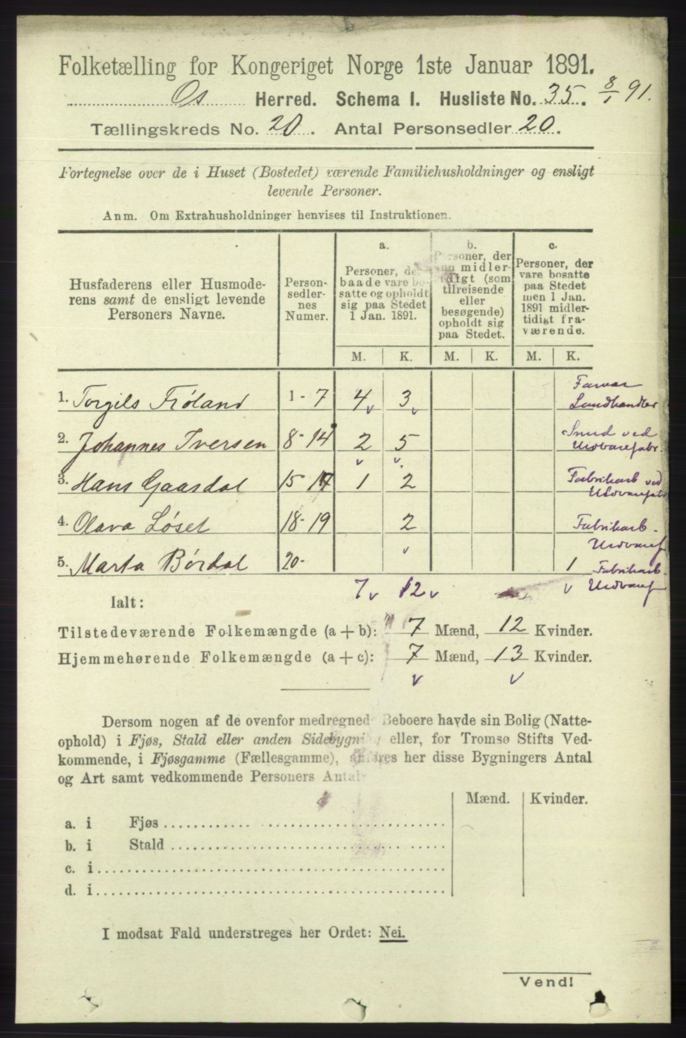 RA, Folketelling 1891 for 1243 Os herred, 1891, s. 4437