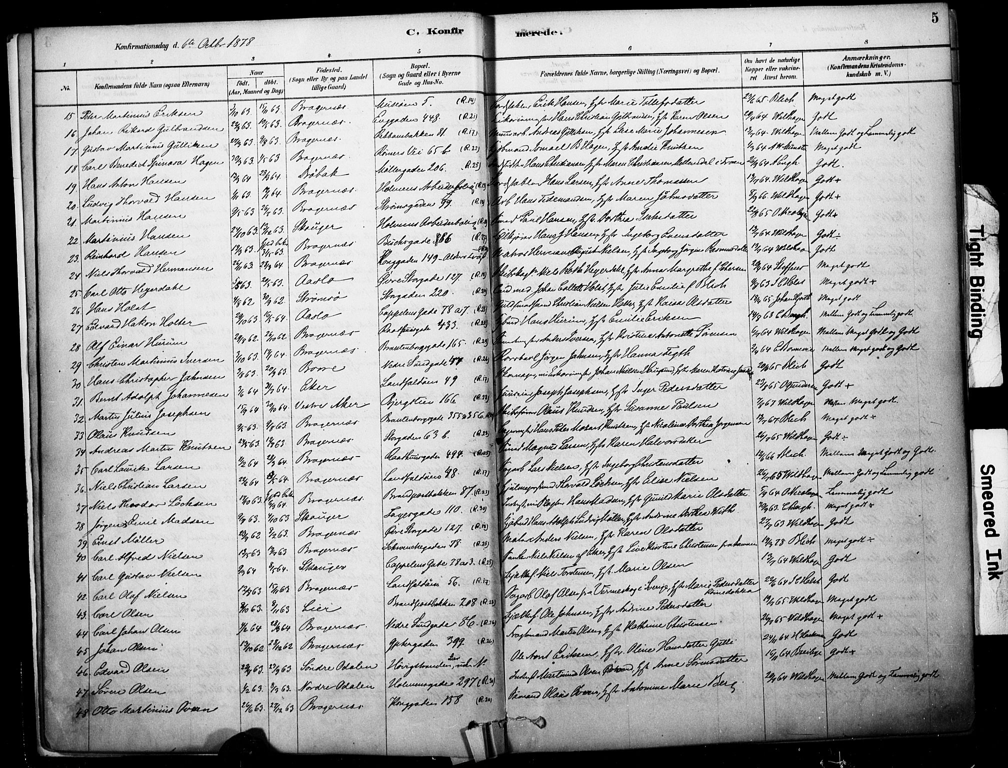 Bragernes kirkebøker, AV/SAKO-A-6/F/Fc/L0005: Ministerialbok nr. III 5, 1878-1890, s. 5