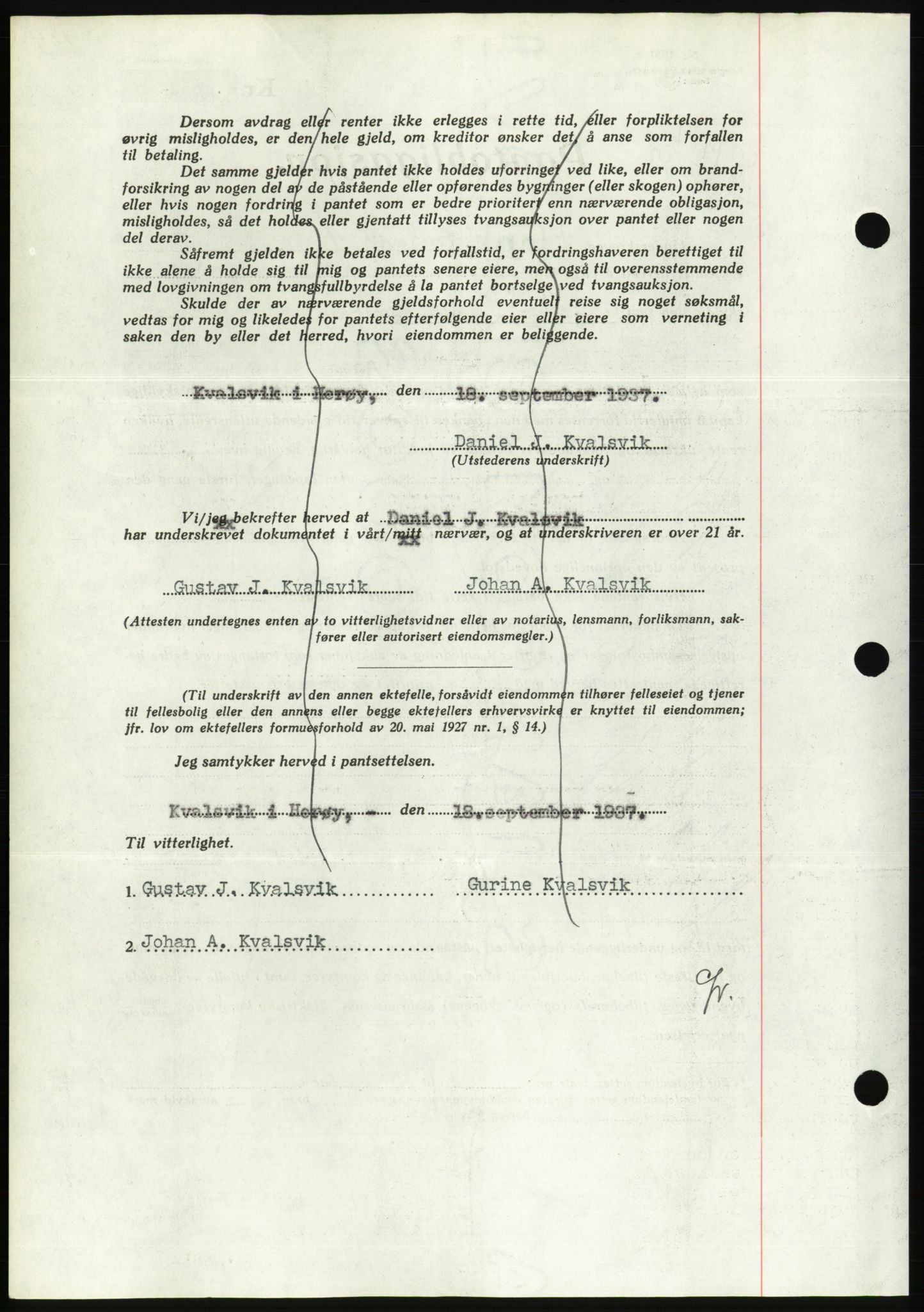 Søre Sunnmøre sorenskriveri, AV/SAT-A-4122/1/2/2C/L0064: Pantebok nr. 58, 1937-1938, Dagboknr: 1489/1937