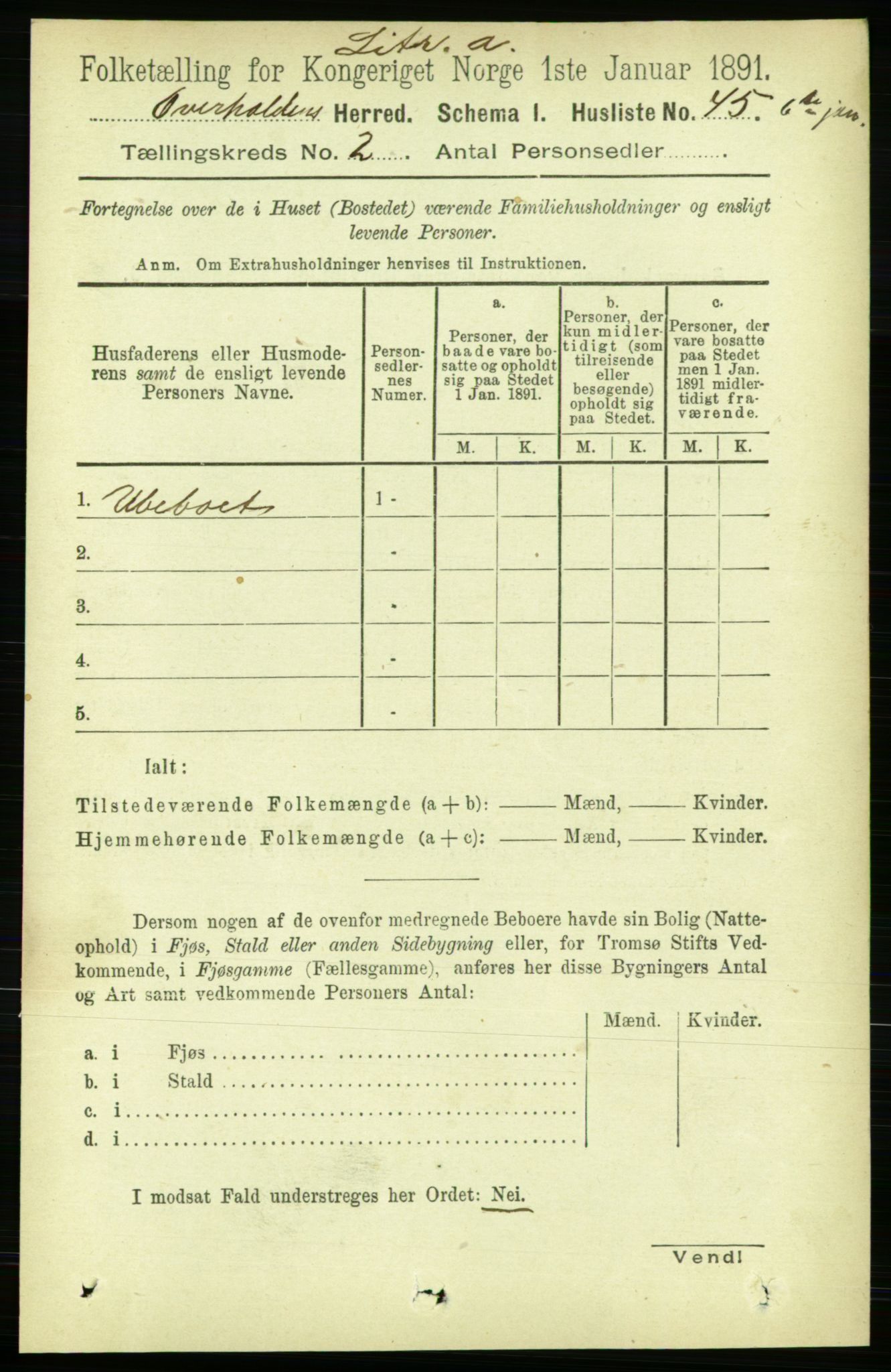 RA, Folketelling 1891 for 1744 Overhalla herred, 1891, s. 446