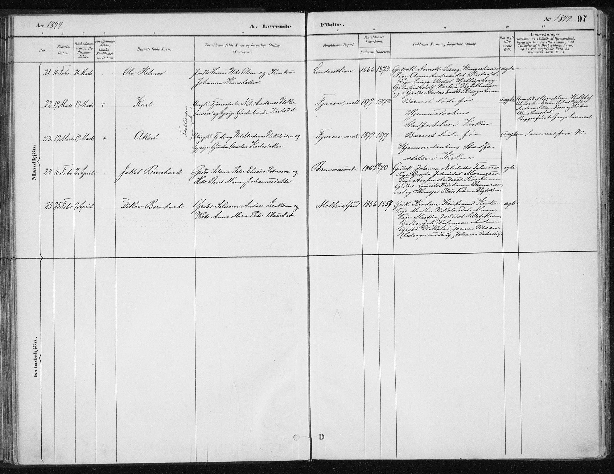 Ministerialprotokoller, klokkerbøker og fødselsregistre - Nord-Trøndelag, SAT/A-1458/701/L0010: Ministerialbok nr. 701A10, 1883-1899, s. 97