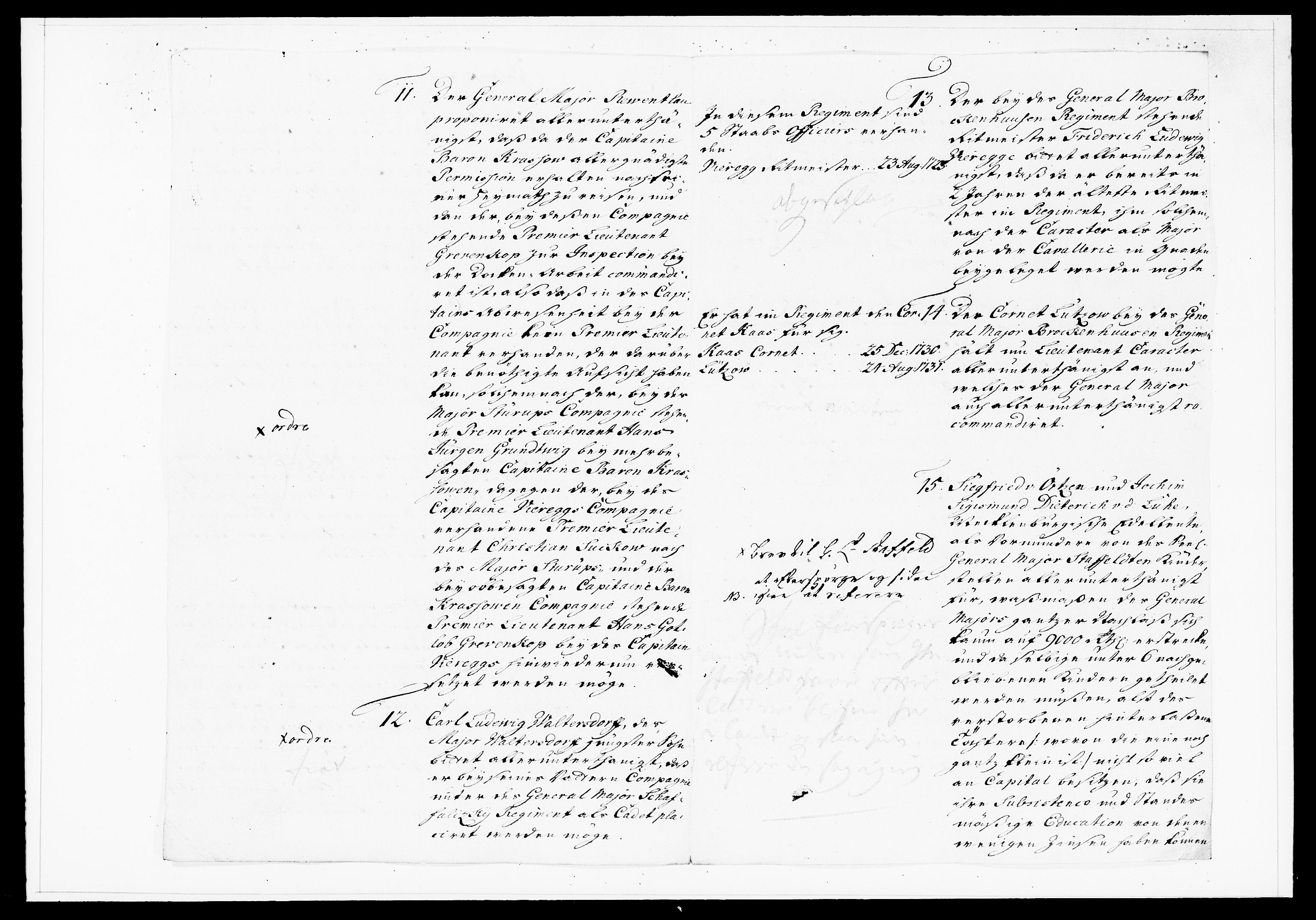 Krigskollegiet, Krigskancelliet, DRA/A-0006/-/1130-1137: Refererede sager, 1736, s. 181