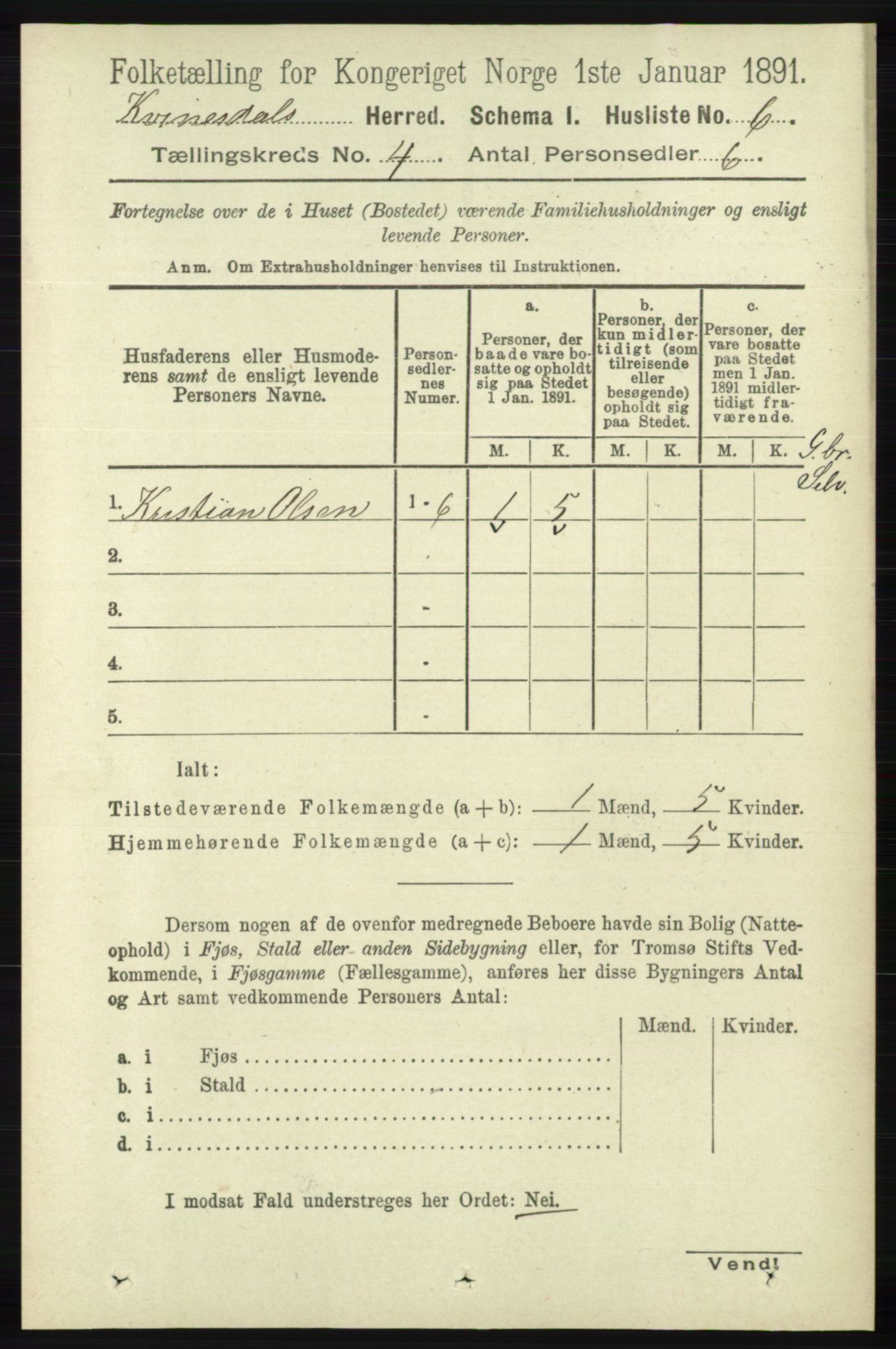 RA, Folketelling 1891 for 1037 Kvinesdal herred, 1891, s. 1399