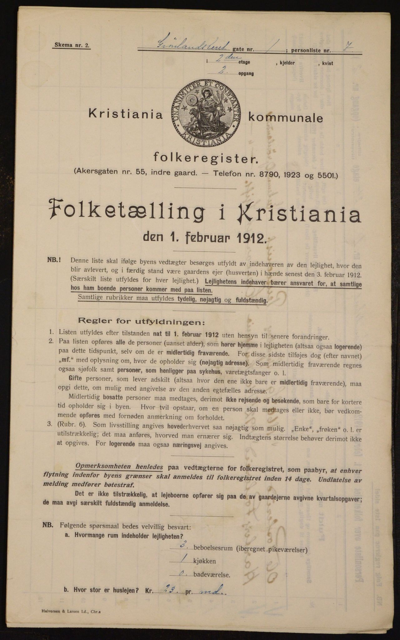 OBA, Kommunal folketelling 1.2.1912 for Kristiania, 1912, s. 31400