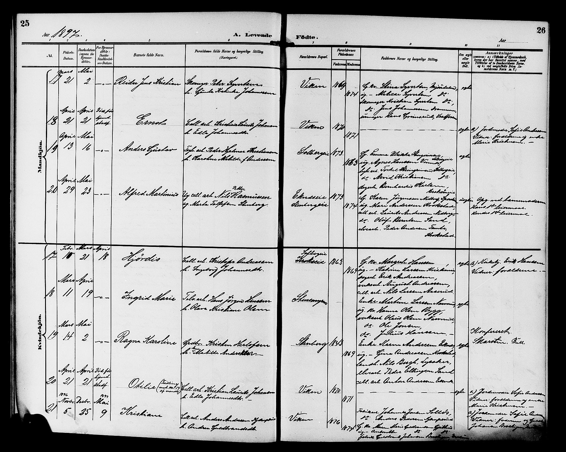 Nedre Eiker kirkebøker, AV/SAKO-A-612/G/Ga/L0003: Klokkerbok nr. 3, 1896-1905, s. 25-26