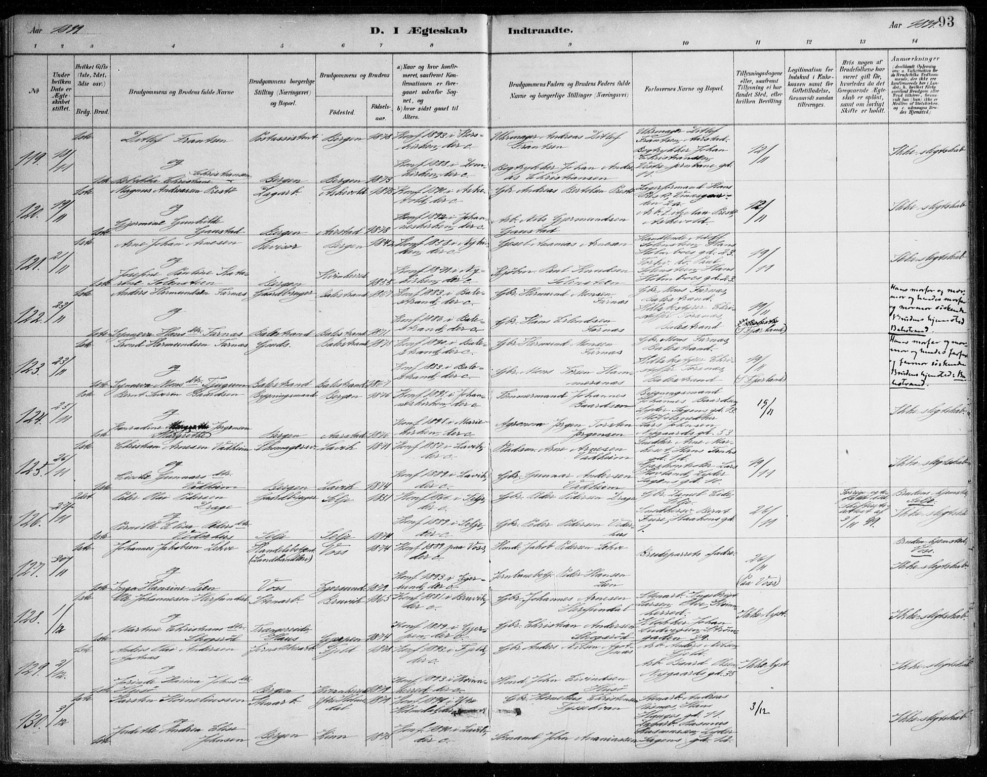 Johanneskirken sokneprestembete, AV/SAB-A-76001/H/Haa/L0012: Ministerialbok nr. D 1, 1885-1912, s. 93