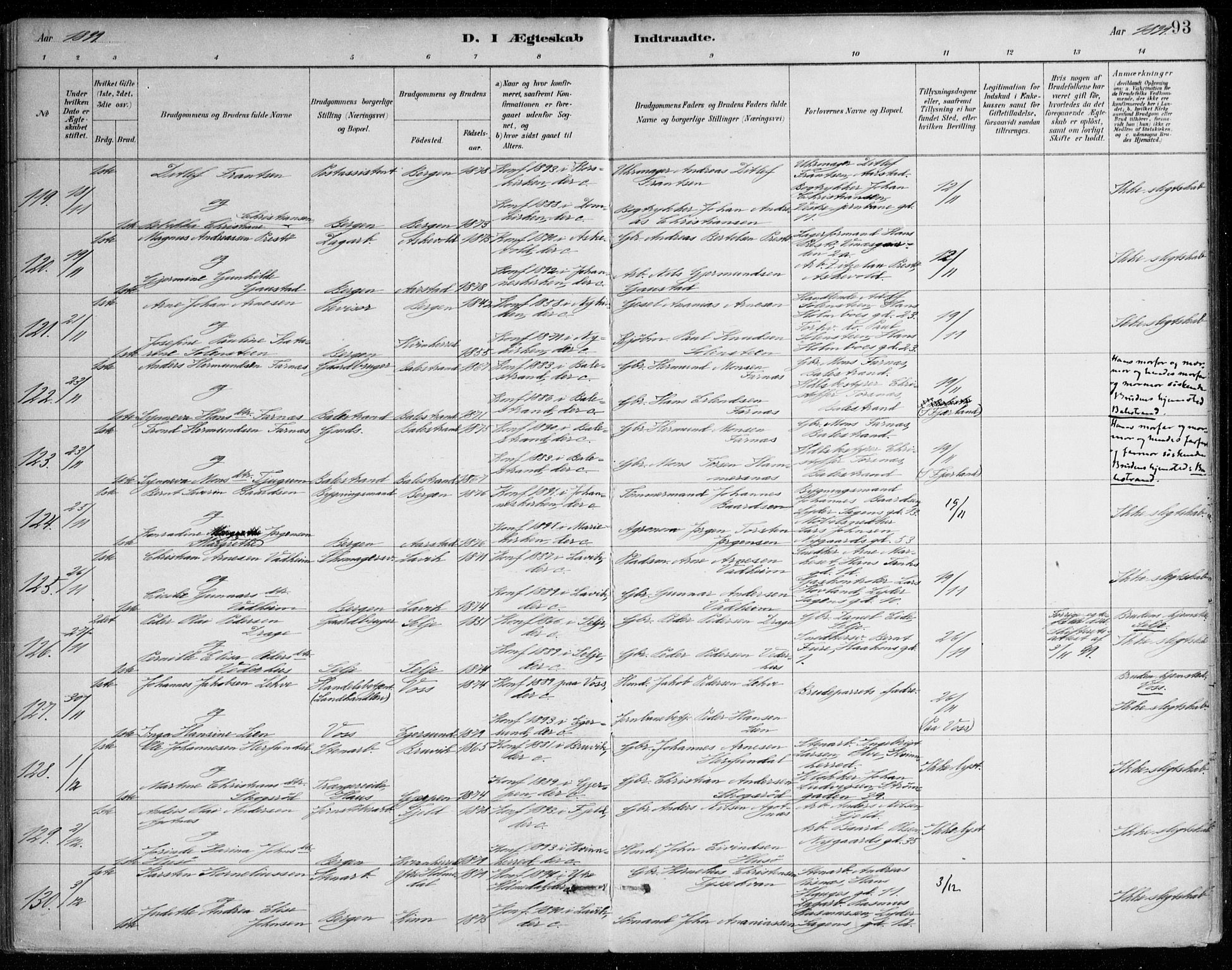 Johanneskirken sokneprestembete, AV/SAB-A-76001/H/Haa/L0012: Ministerialbok nr. D 1, 1885-1912, s. 93