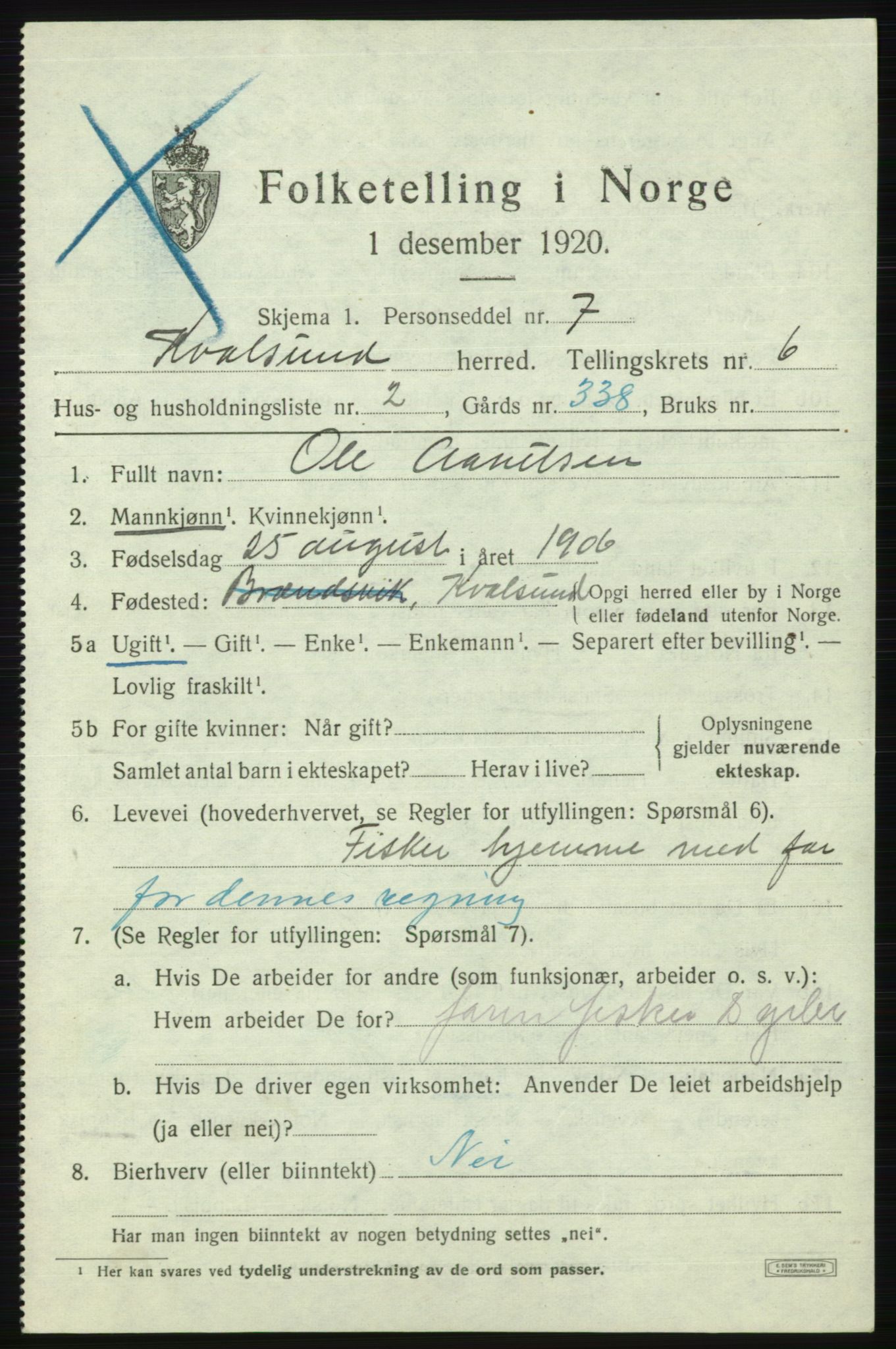 SATØ, Folketelling 1920 for 2017 Kvalsund herred, 1920, s. 2004