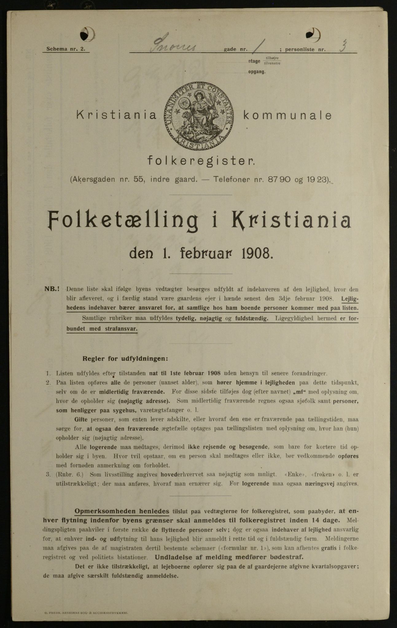 OBA, Kommunal folketelling 1.2.1908 for Kristiania kjøpstad, 1908, s. 88276