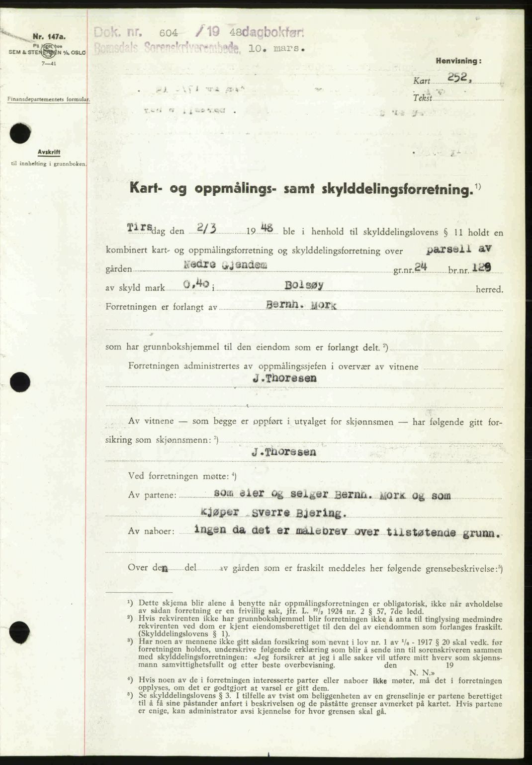 Romsdal sorenskriveri, SAT/A-4149/1/2/2C: Pantebok nr. A25, 1948-1948, Dagboknr: 604/1948
