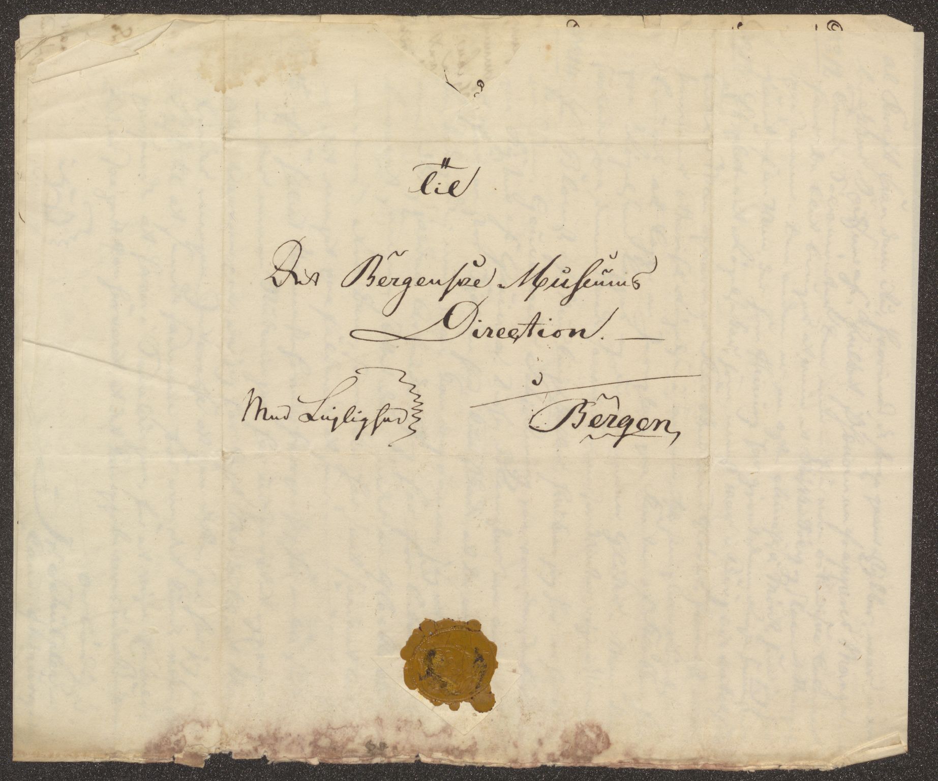 Bergens Museum, UMB/A007/D/Da/L0002/0001: Innkommende brev 1827 / Innkommende brev 1827, 1827