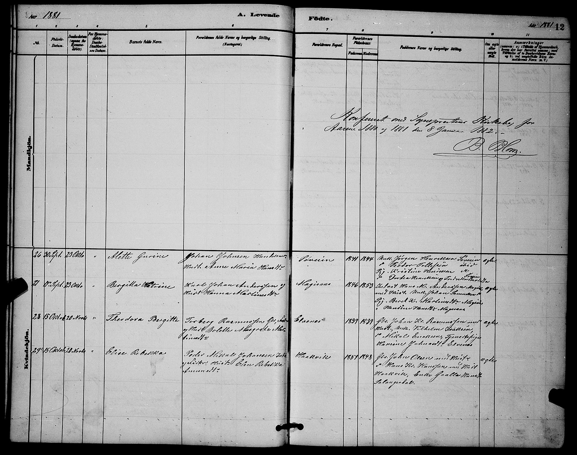 Ibestad sokneprestembete, AV/SATØ-S-0077/H/Ha/Hab/L0014klokker: Klokkerbok nr. 14, 1880-1887, s. 12