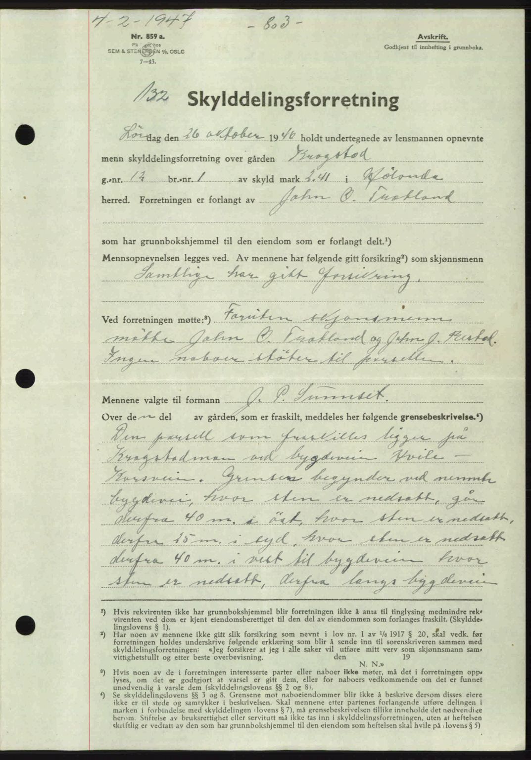 Gauldal sorenskriveri, SAT/A-0014/1/2/2C: Pantebok nr. A3, 1947-1947, Dagboknr: 132/1947