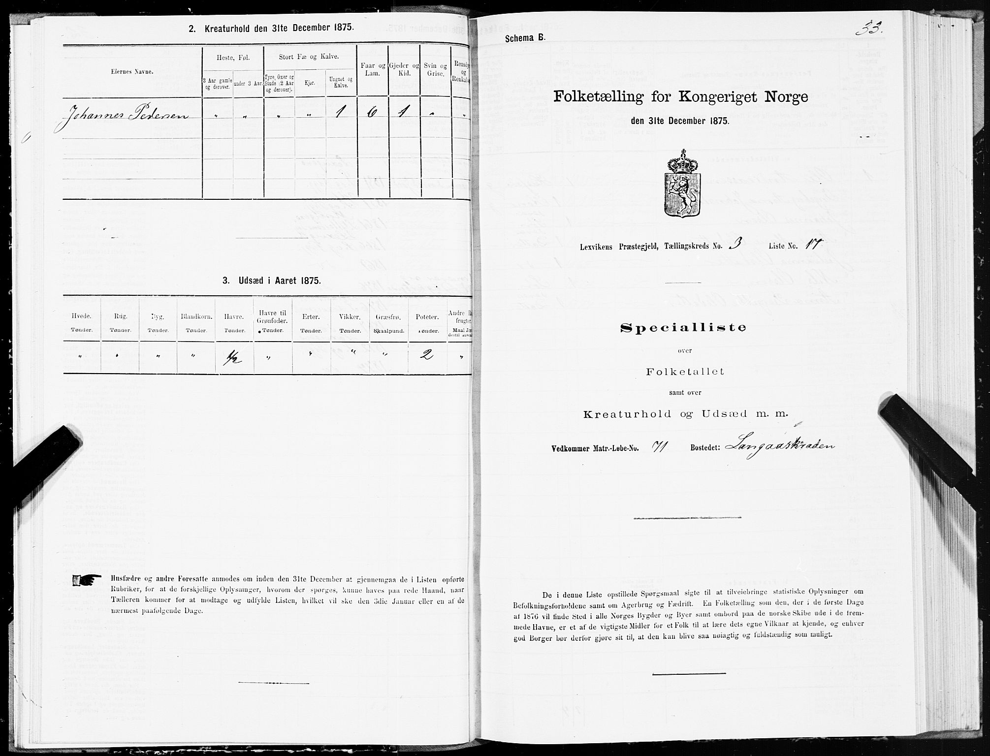 SAT, Folketelling 1875 for 1718P Leksvik prestegjeld, 1875, s. 2033