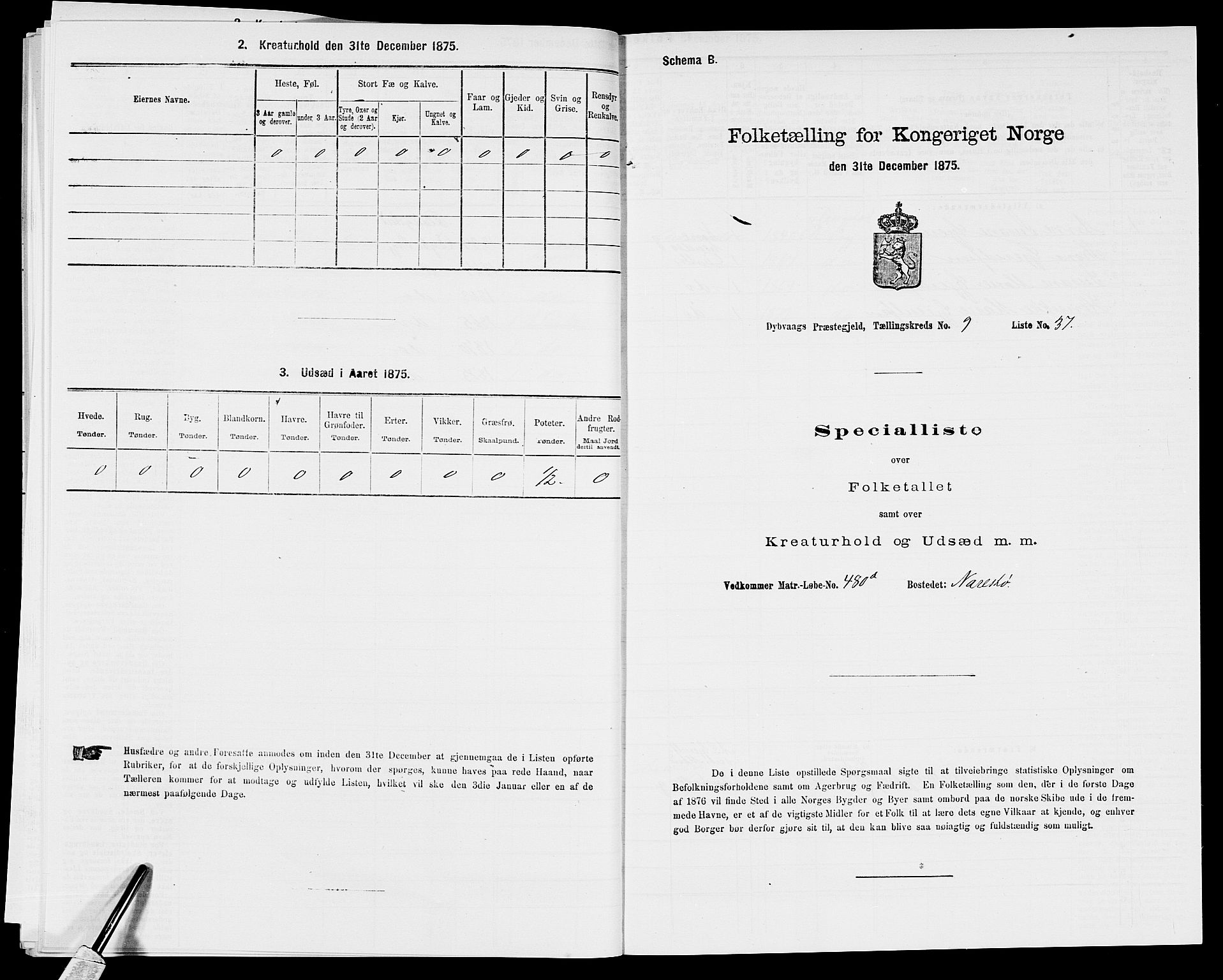 SAK, Folketelling 1875 for 0915P Dypvåg prestegjeld, 1875, s. 1184