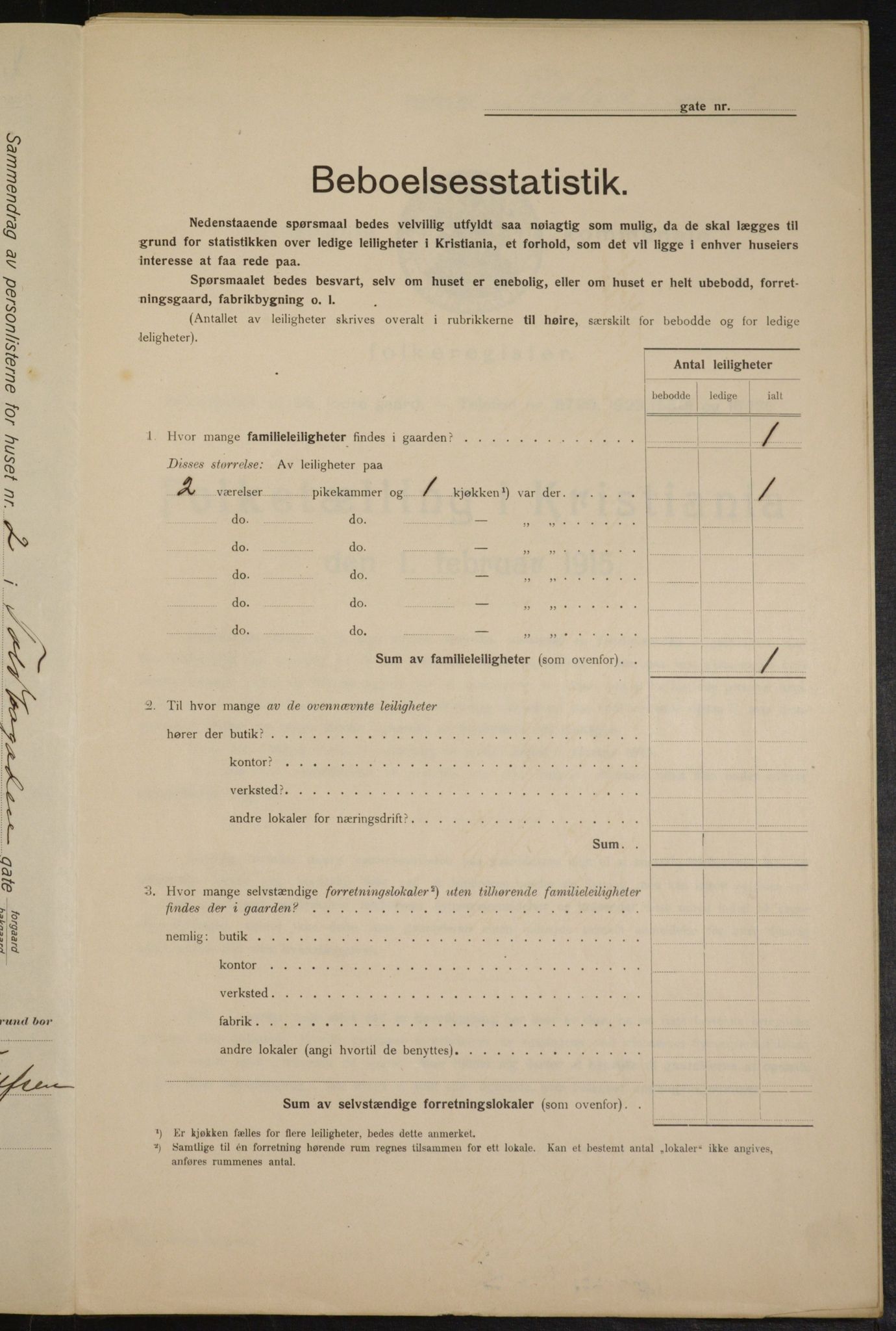 OBA, Kommunal folketelling 1.2.1915 for Kristiania, 1915, s. 113503