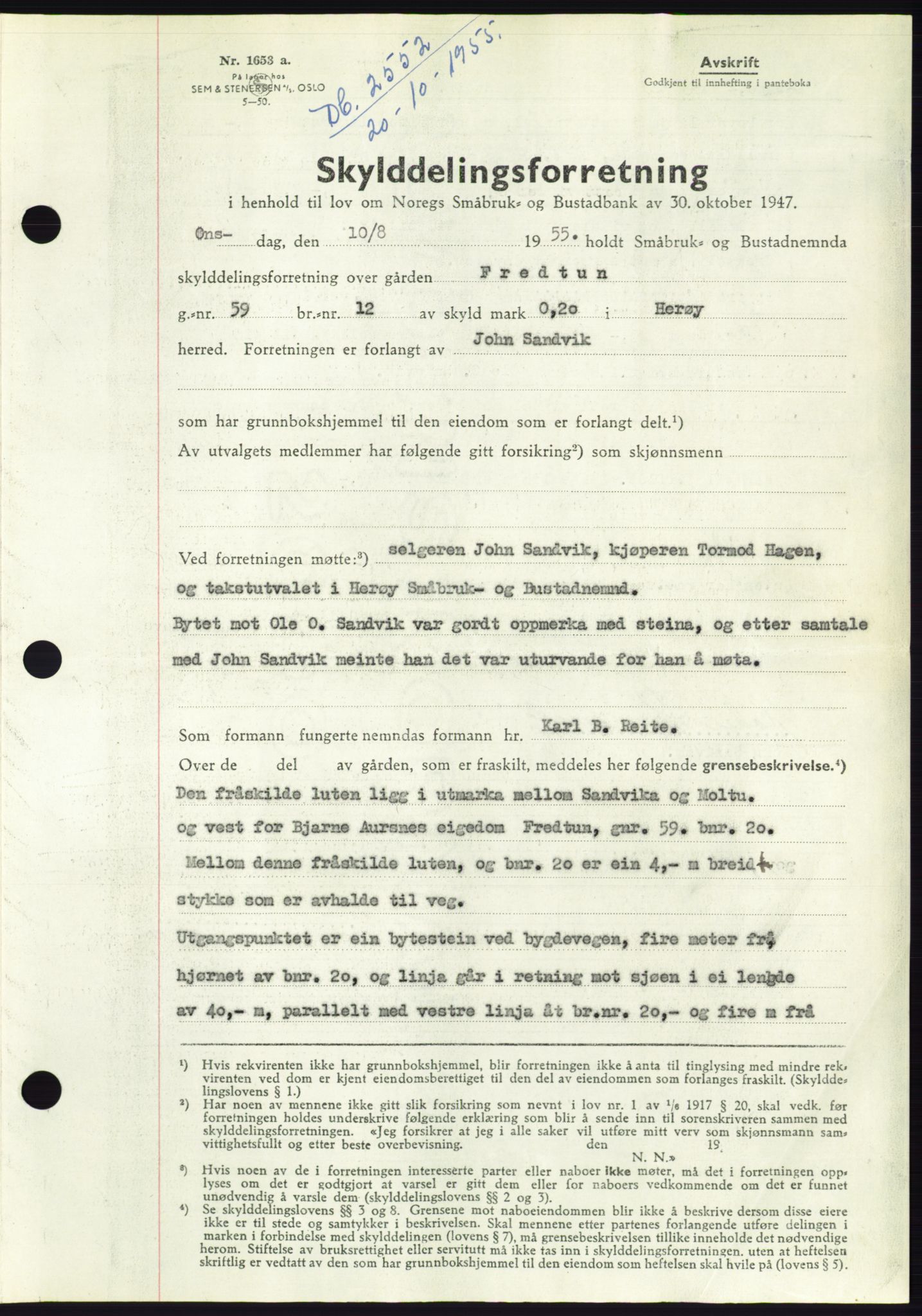 Søre Sunnmøre sorenskriveri, AV/SAT-A-4122/1/2/2C/L0102: Pantebok nr. 28A, 1955-1956, Dagboknr: 2552/1955