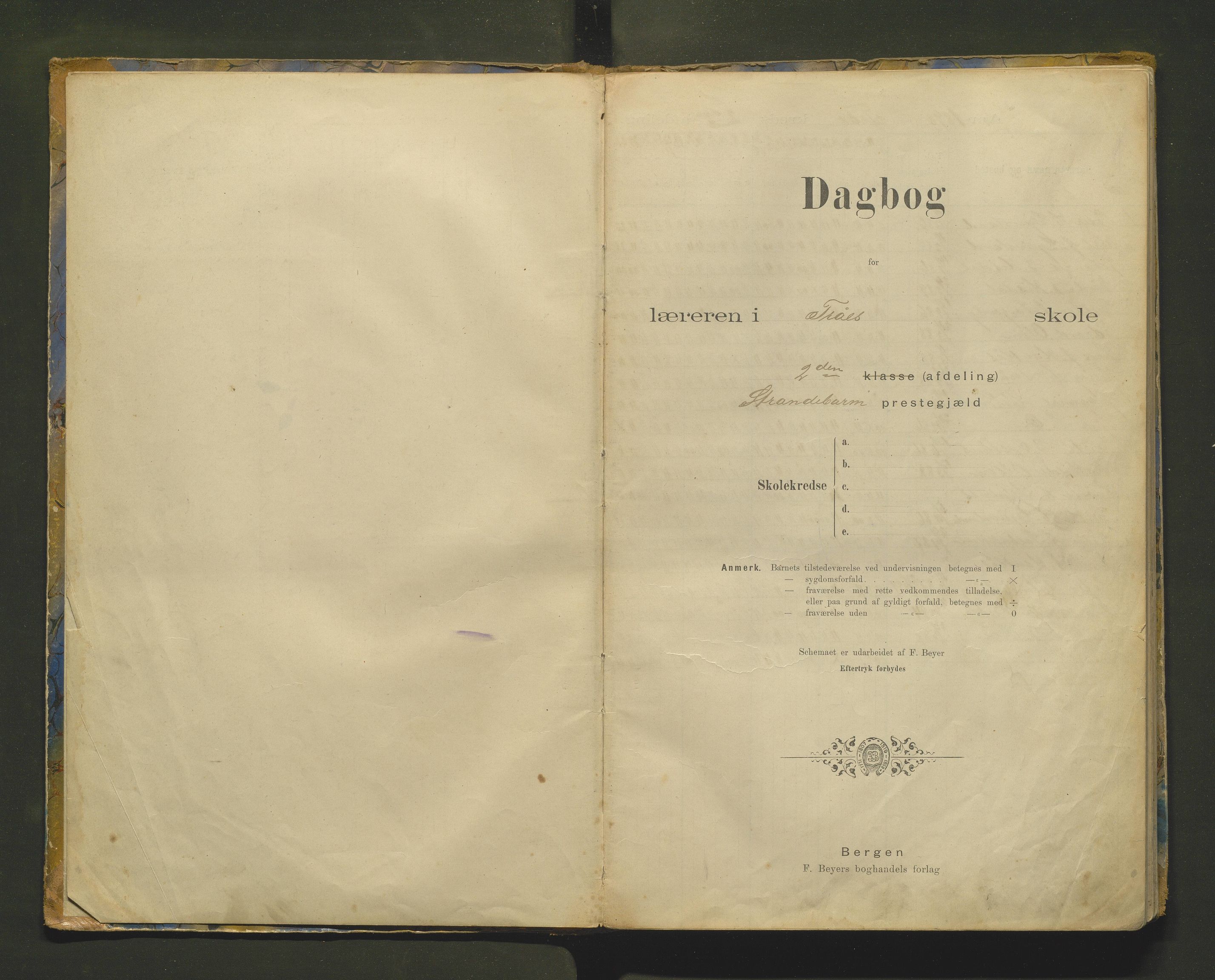 Varaldsøy kommune. Barneskulane, IKAH/1225-231/G/Ga/L0003: Dagbok for Trå skule, 1898-1919