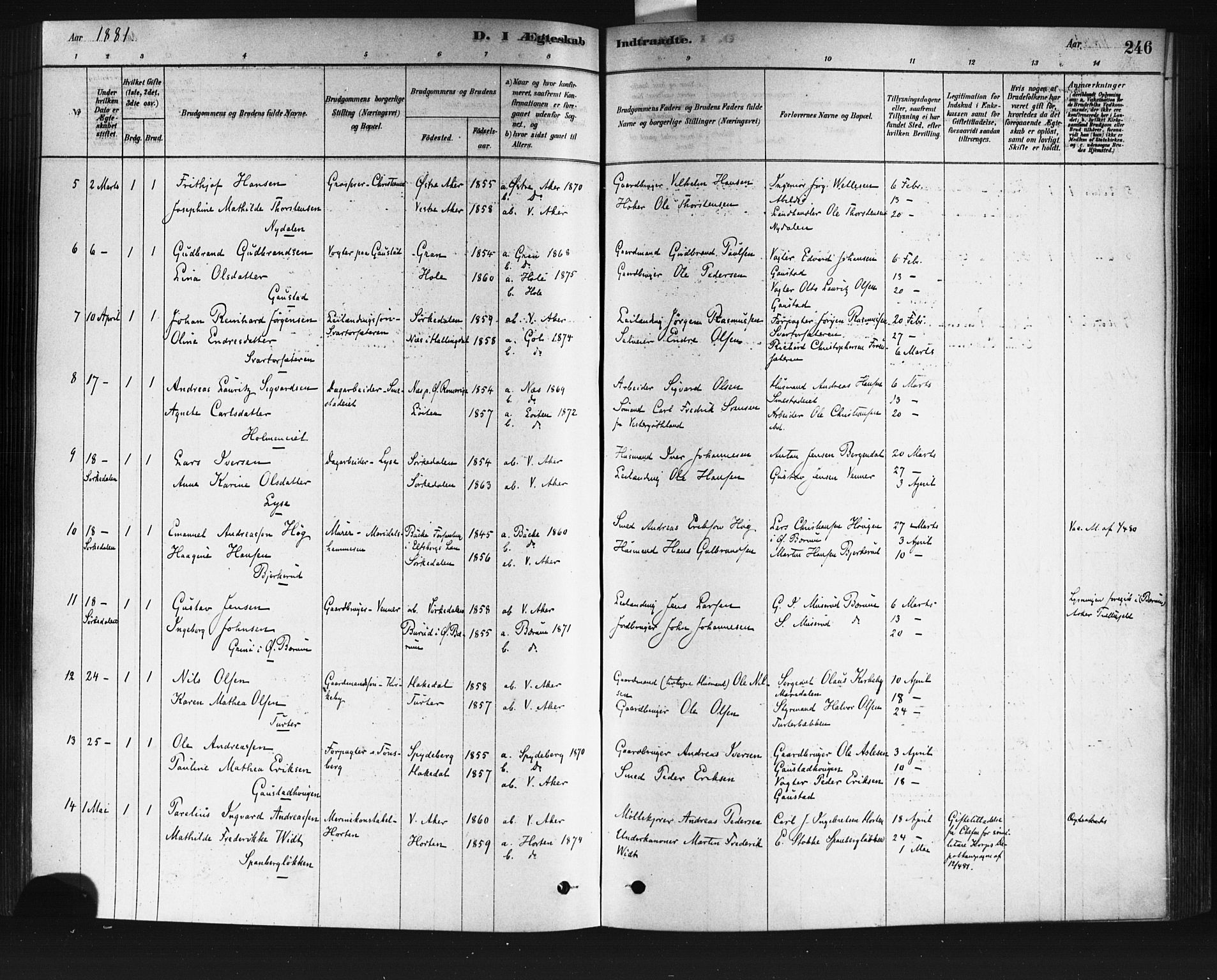Vestre Aker prestekontor Kirkebøker, AV/SAO-A-10025/F/Fa/L0008: Ministerialbok nr. 8, 1878-1903, s. 246