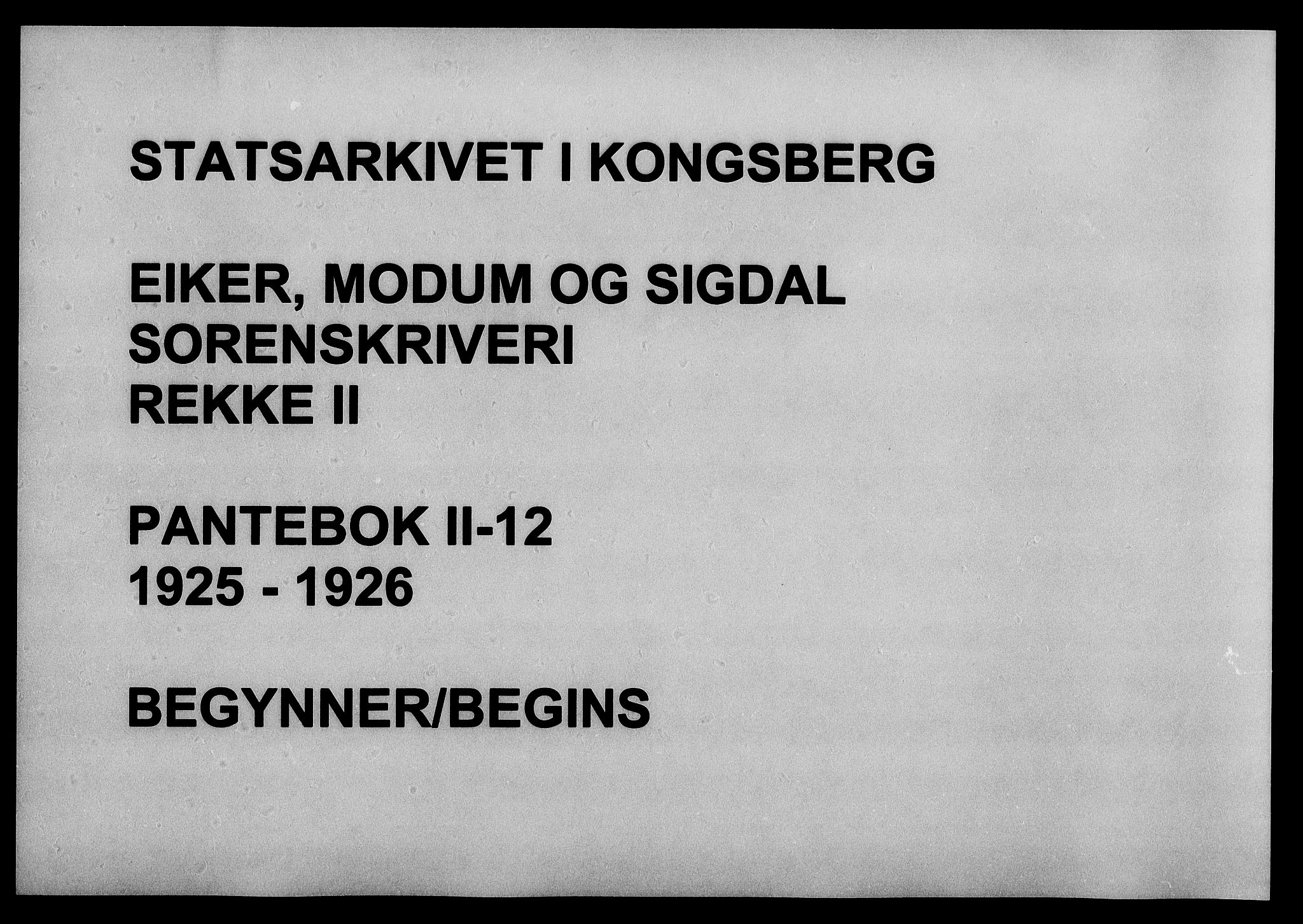 Eiker, Modum og Sigdal sorenskriveri, AV/SAKO-A-123/G/Ga/Gab/L0012: Pantebok nr. II 12, 1925-1926