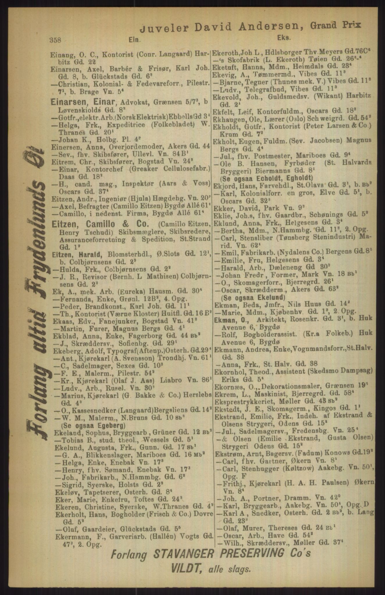 Kristiania/Oslo adressebok, PUBL/-, 1911, s. 358