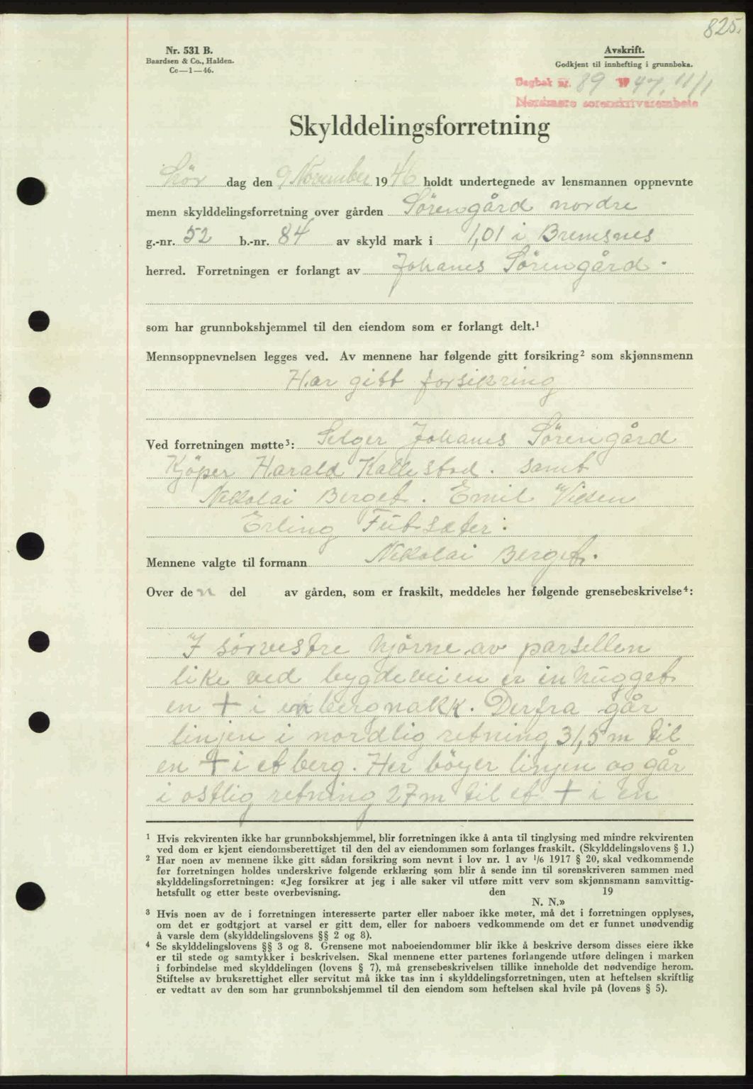 Nordmøre sorenskriveri, SAT/A-4132/1/2/2Ca: Pantebok nr. A103, 1946-1947, Dagboknr: 89/1947