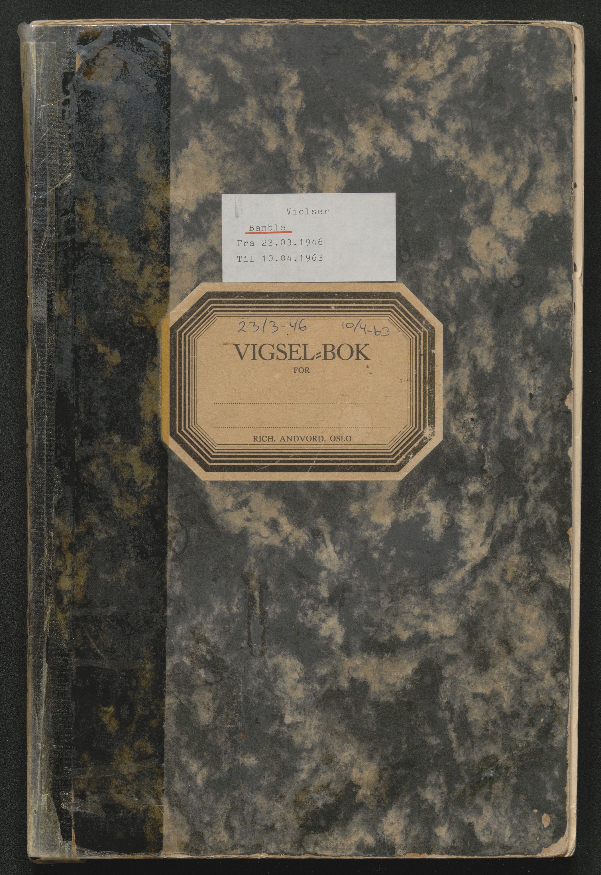 Bamble sorenskriveri, AV/SAKO-A-214/L/Lb/L0001: Vigselsprotokoll, 1920-1969