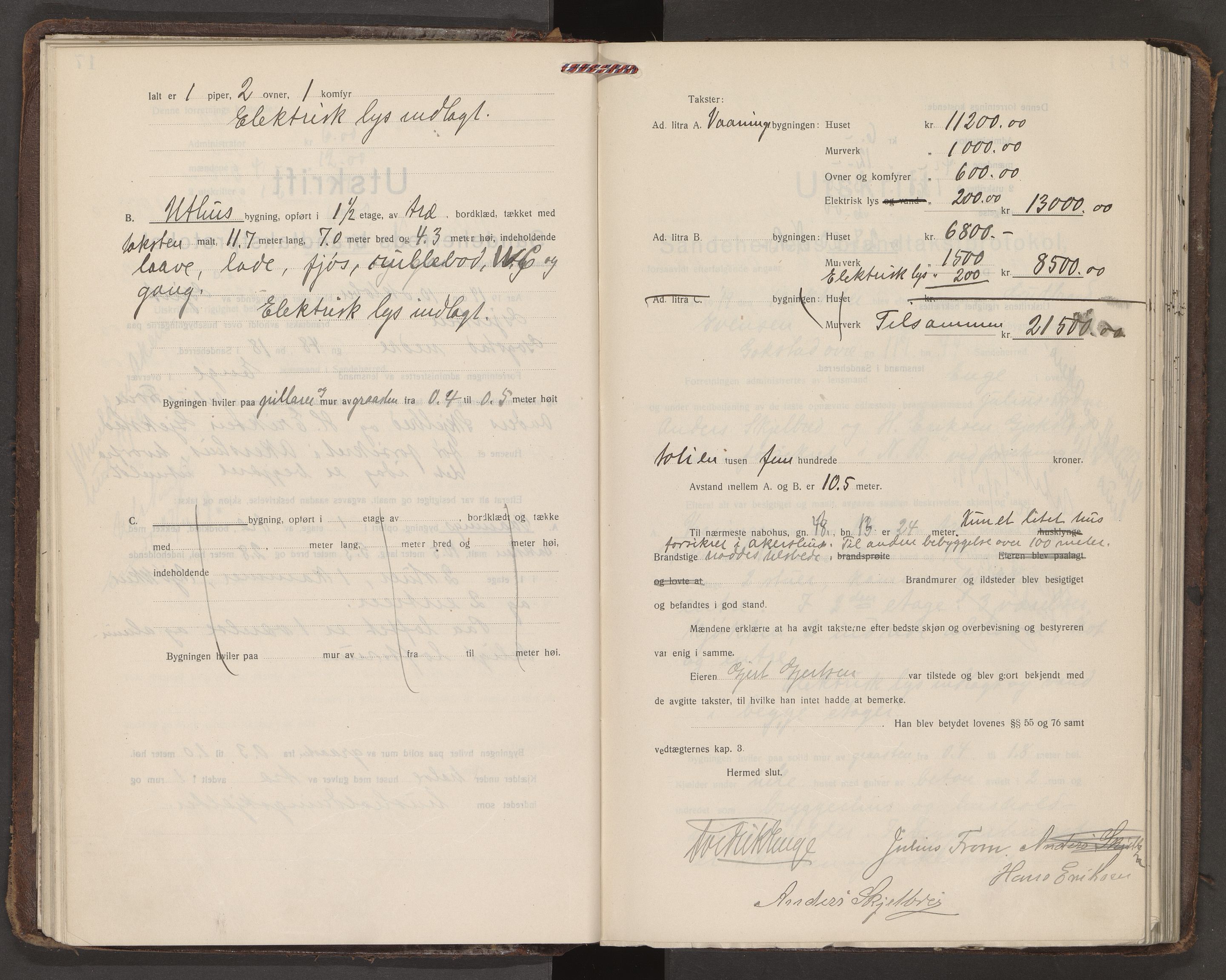 Sandar lensmannskontor, AV/SAKO-A-545/Y/Yc/Yca/L0010: Branntakstprotokoll, 1919-1920, s. 17