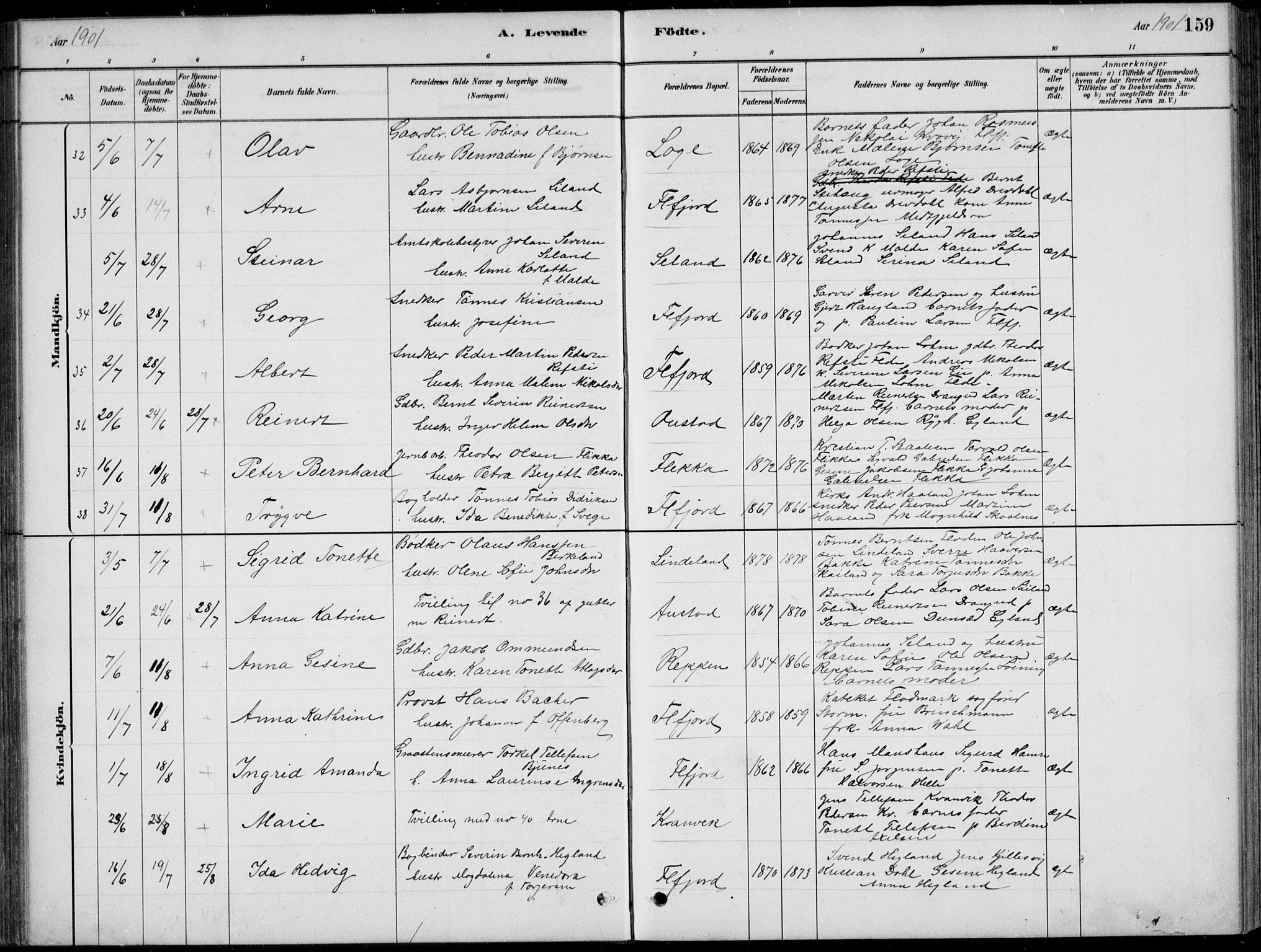 Flekkefjord sokneprestkontor, AV/SAK-1111-0012/F/Fb/Fbc/L0007: Klokkerbok nr. B 7, 1880-1902, s. 159