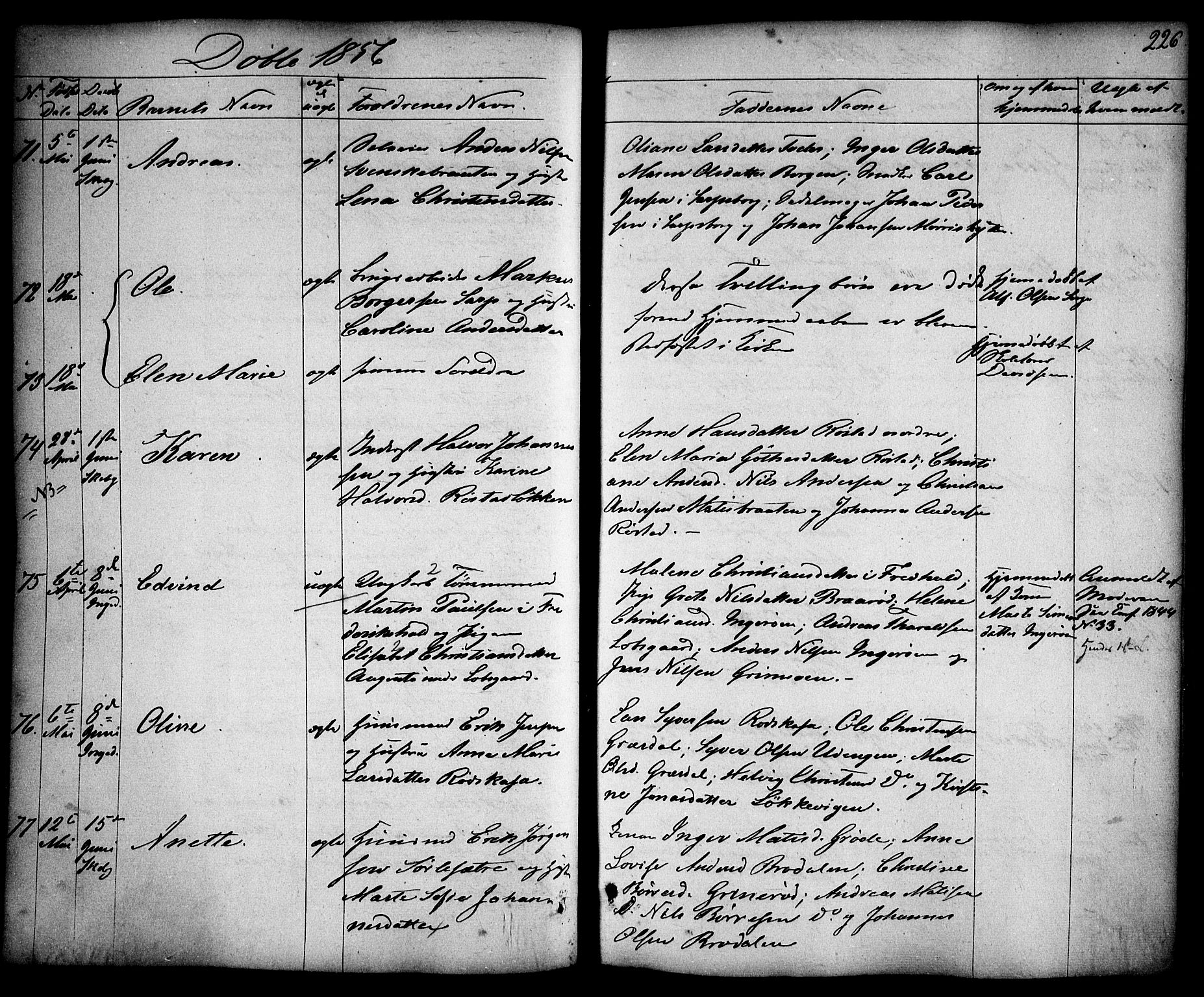 Skjeberg prestekontor Kirkebøker, AV/SAO-A-10923/F/Fa/L0006: Ministerialbok nr. I 6, 1846-1858, s. 226