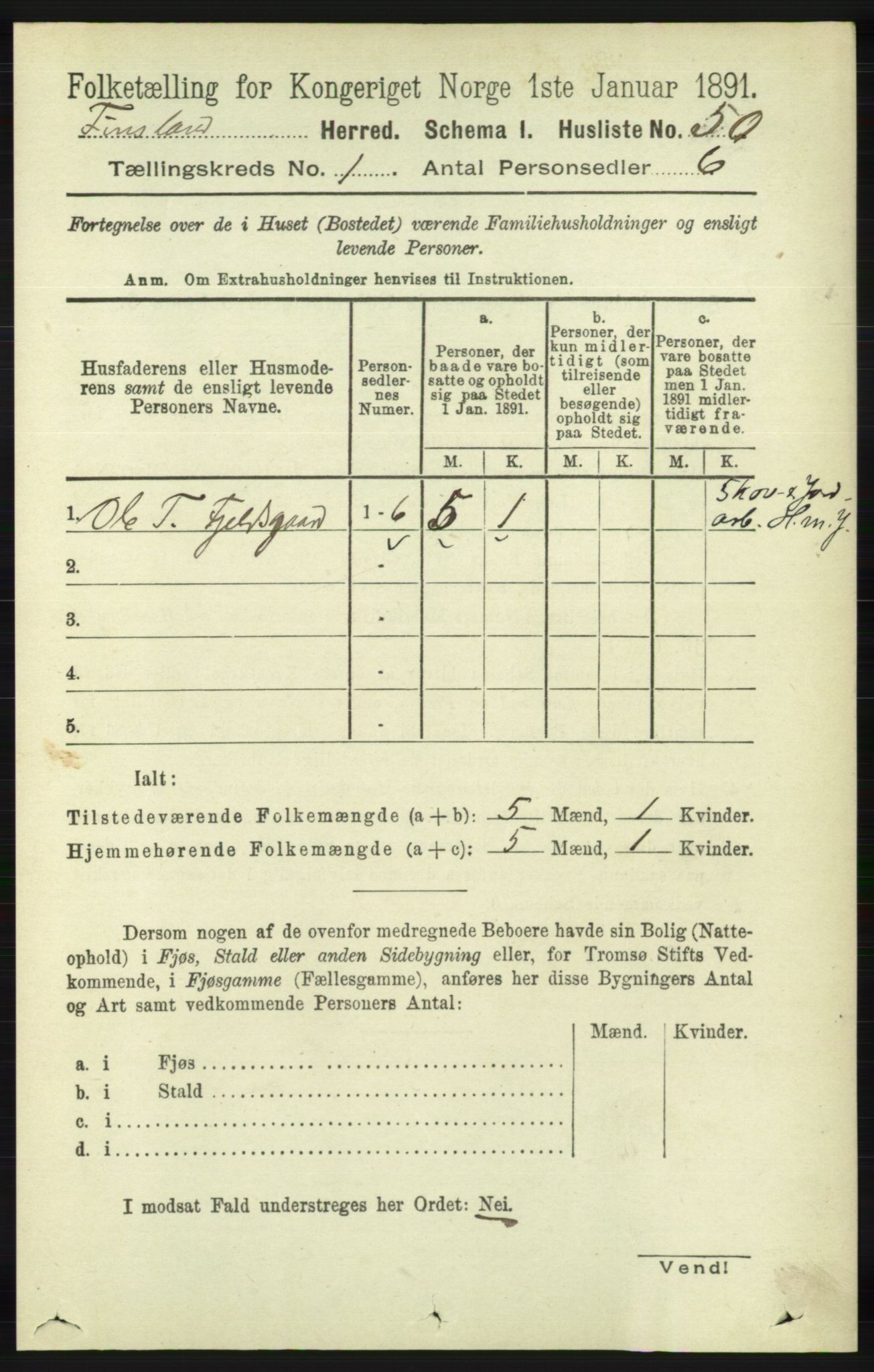 RA, Folketelling 1891 for 1023 Finsland herred, 1891, s. 64