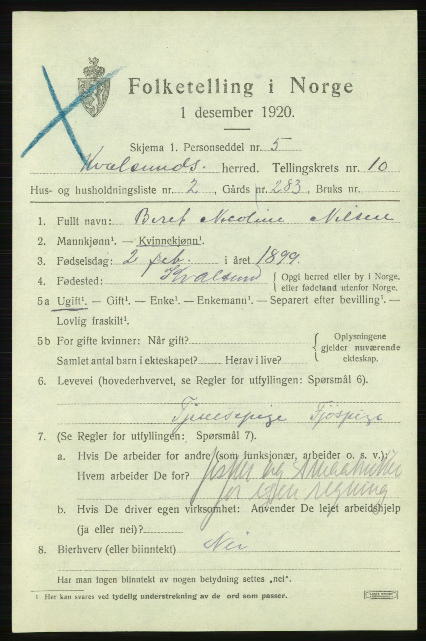 SATØ, Folketelling 1920 for 2017 Kvalsund herred, 1920, s. 2926