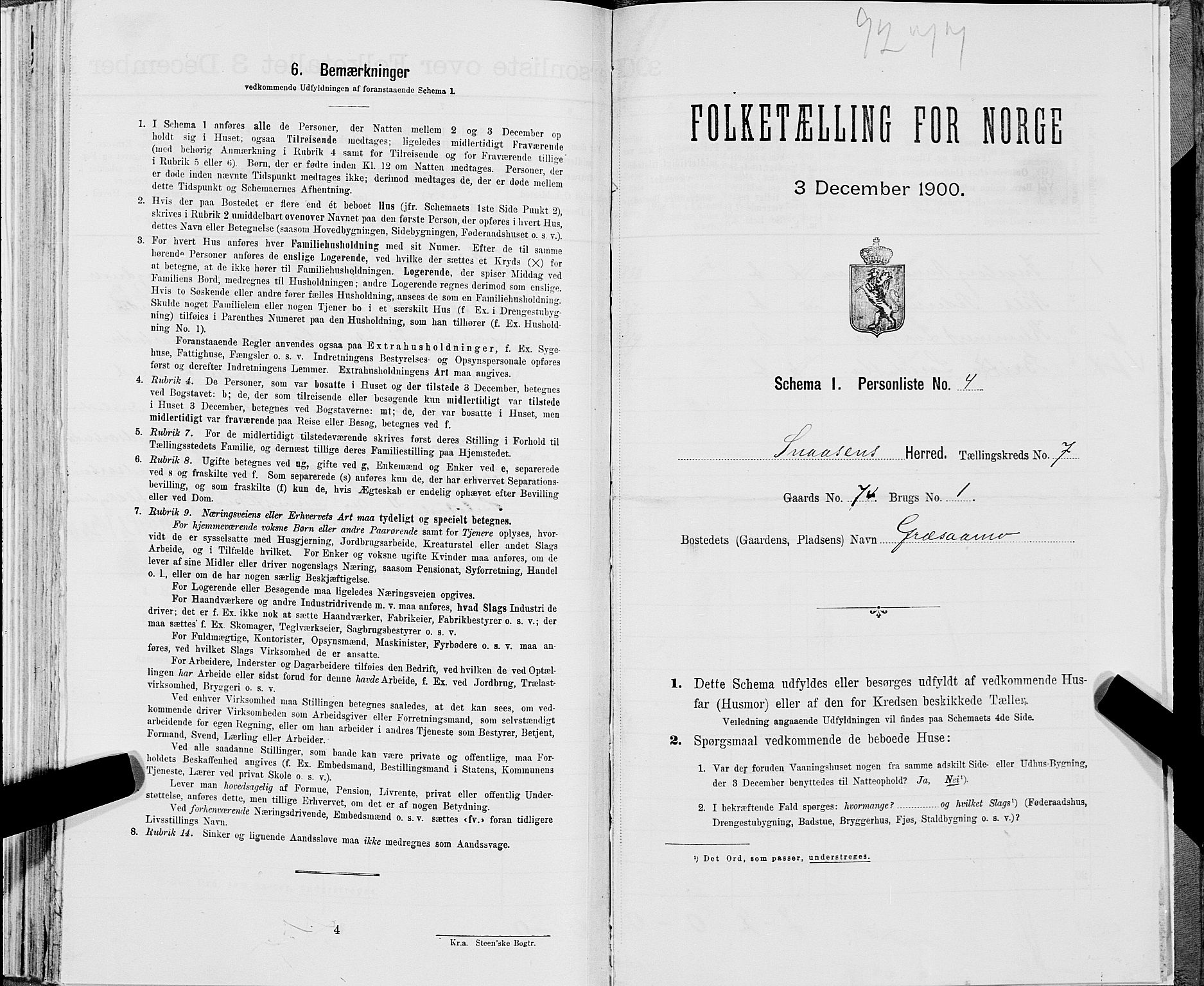 SAT, Folketelling 1900 for 1736 Snåsa herred, 1900, s. 1382