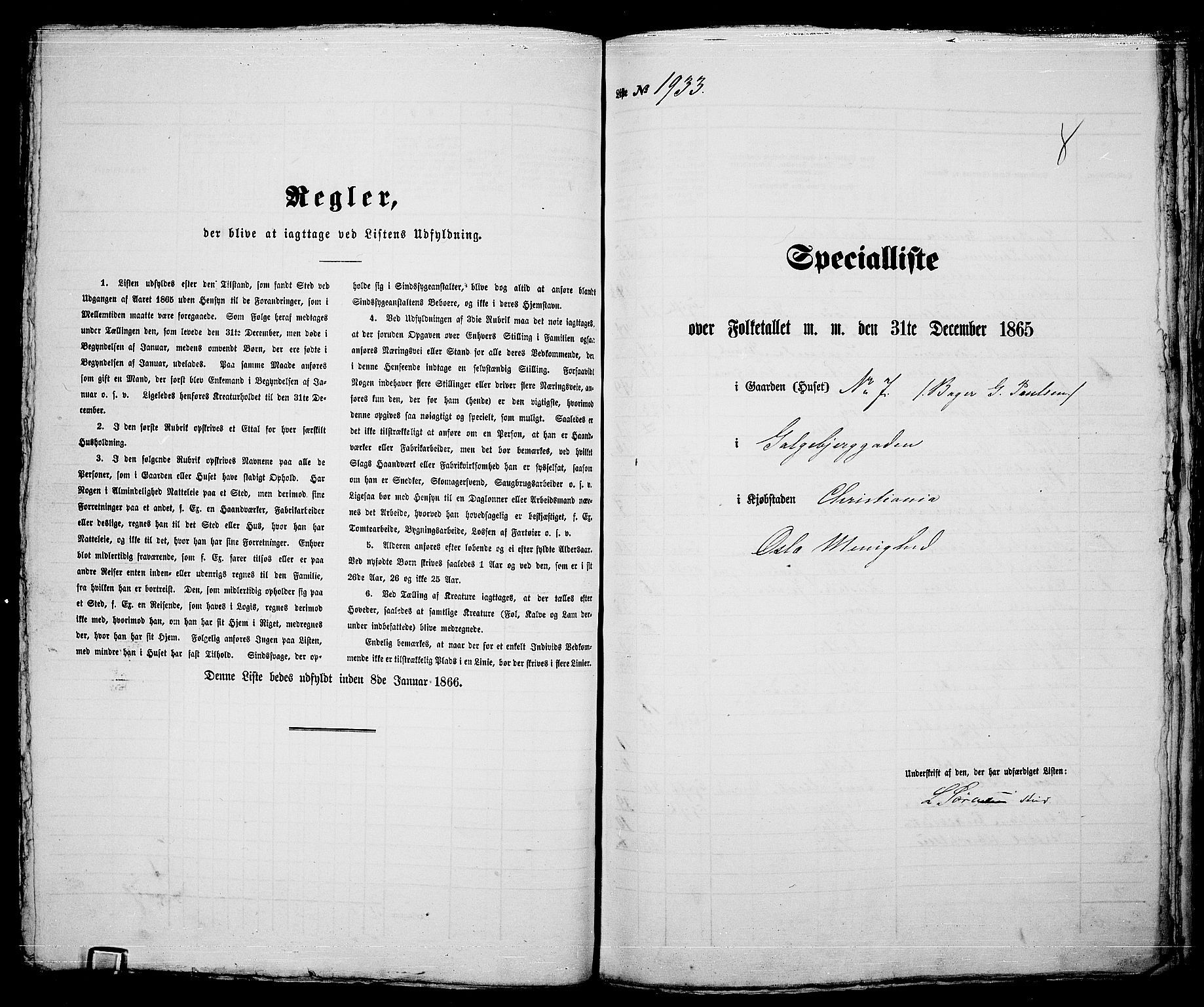 RA, Folketelling 1865 for 0301 Kristiania kjøpstad, 1865, s. 4320