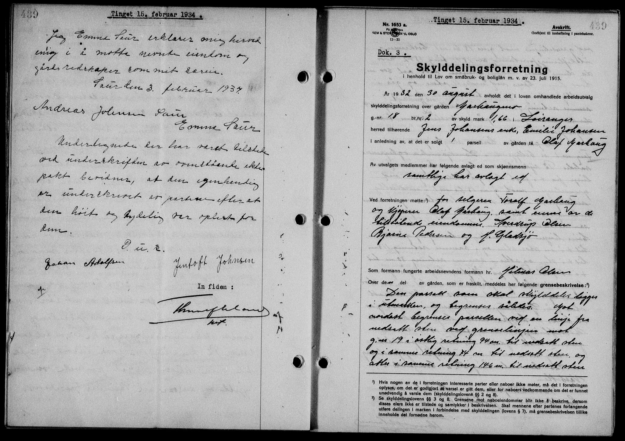 Steigen og Ofoten sorenskriveri, SAT/A-0030/1/2/2C/L0023/0002: Pantebok nr. 26-II og 27, 1933-1934, Tingl.dato: 15.02.1934