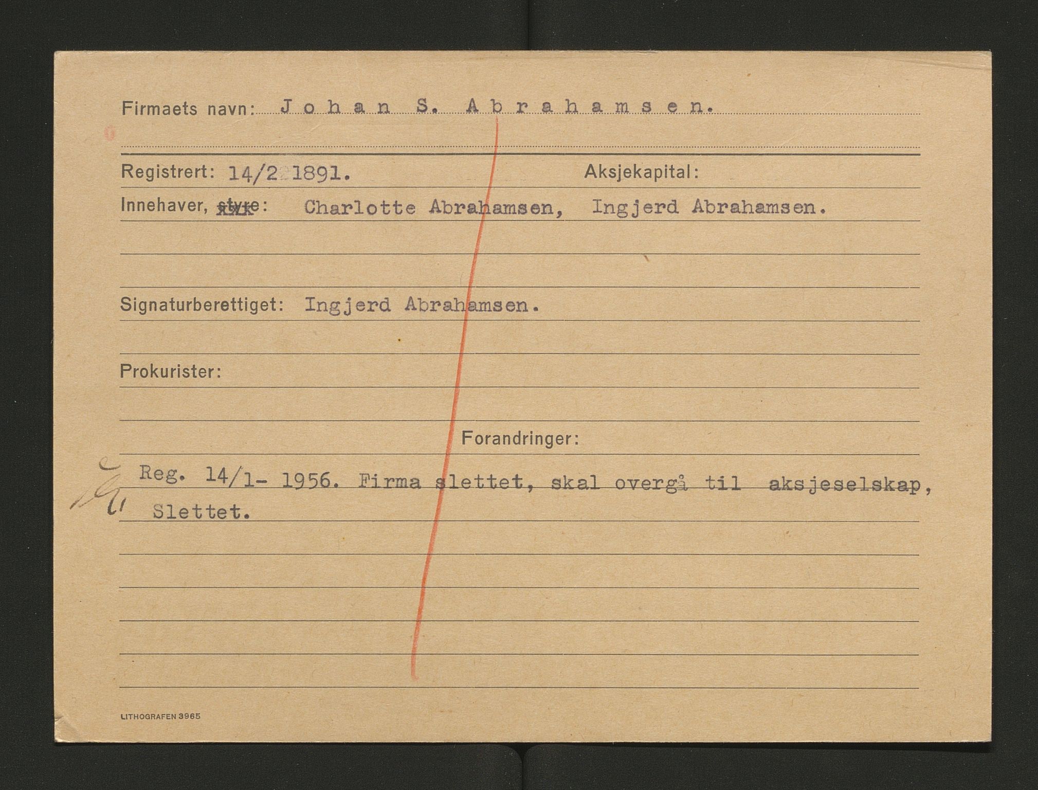 Stavanger byfogd, AV/SAST-A-101408/001/4/42/422/4221A/L0001: Register over slettede firma A-C, 1891-1987, s. 7