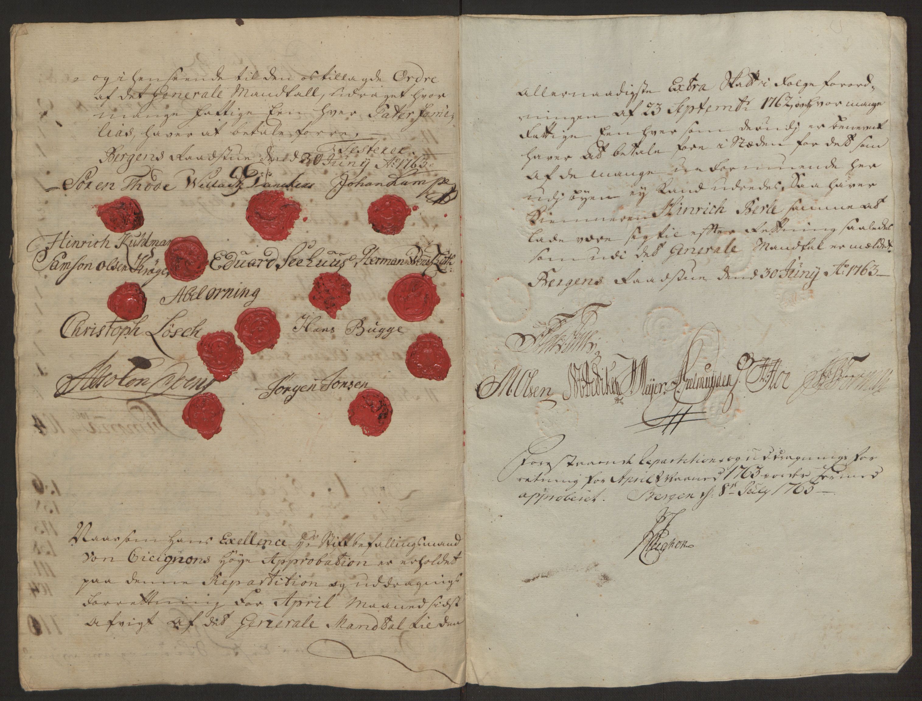 Rentekammeret inntil 1814, Reviderte regnskaper, Byregnskaper, AV/RA-EA-4066/R/Rp/L0366/0001: [P20] Kontribusjonsregnskap / Ekstraskatt, 1763, s. 204