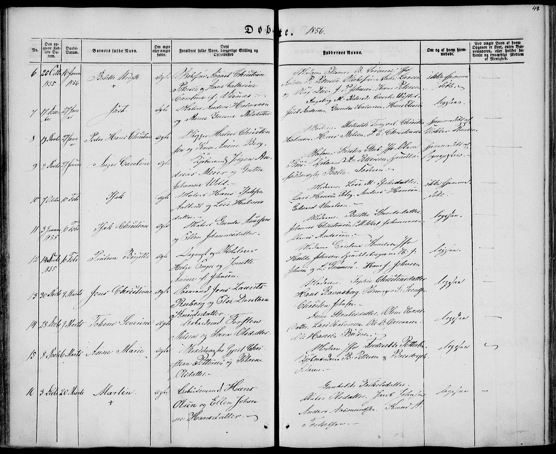 Brevik kirkebøker, AV/SAKO-A-255/F/Fa/L0005: Ministerialbok nr. 5, 1847-1865, s. 48