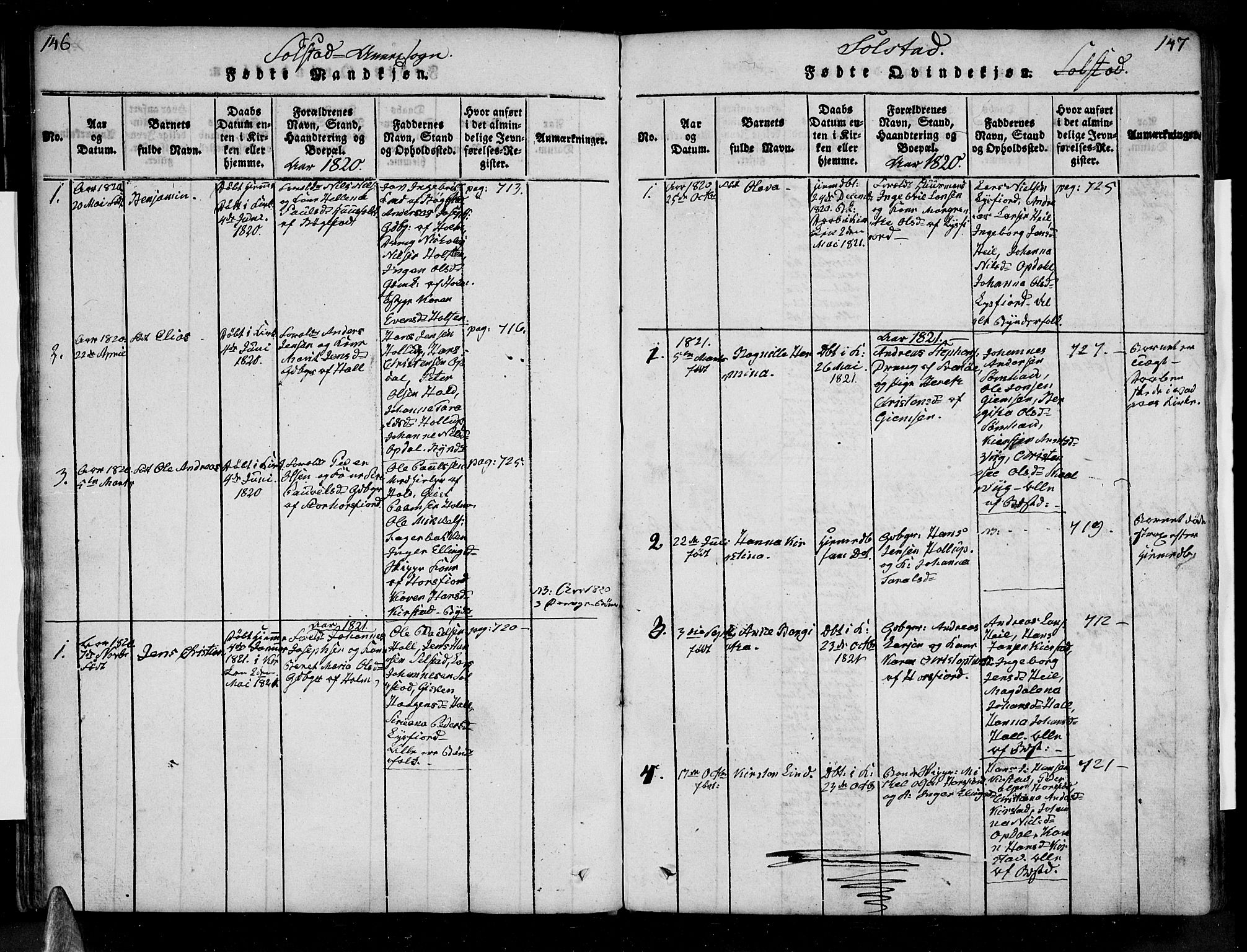 Ministerialprotokoller, klokkerbøker og fødselsregistre - Nordland, AV/SAT-A-1459/810/L0143: Ministerialbok nr. 810A06 /2, 1820-1841, s. 146-147