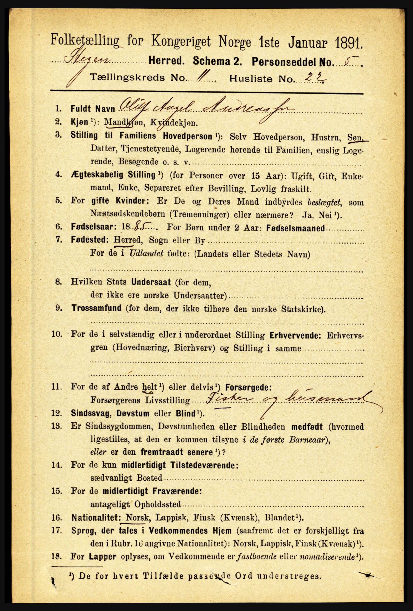 RA, Folketelling 1891 for 1848 Steigen herred, 1891, s. 3918