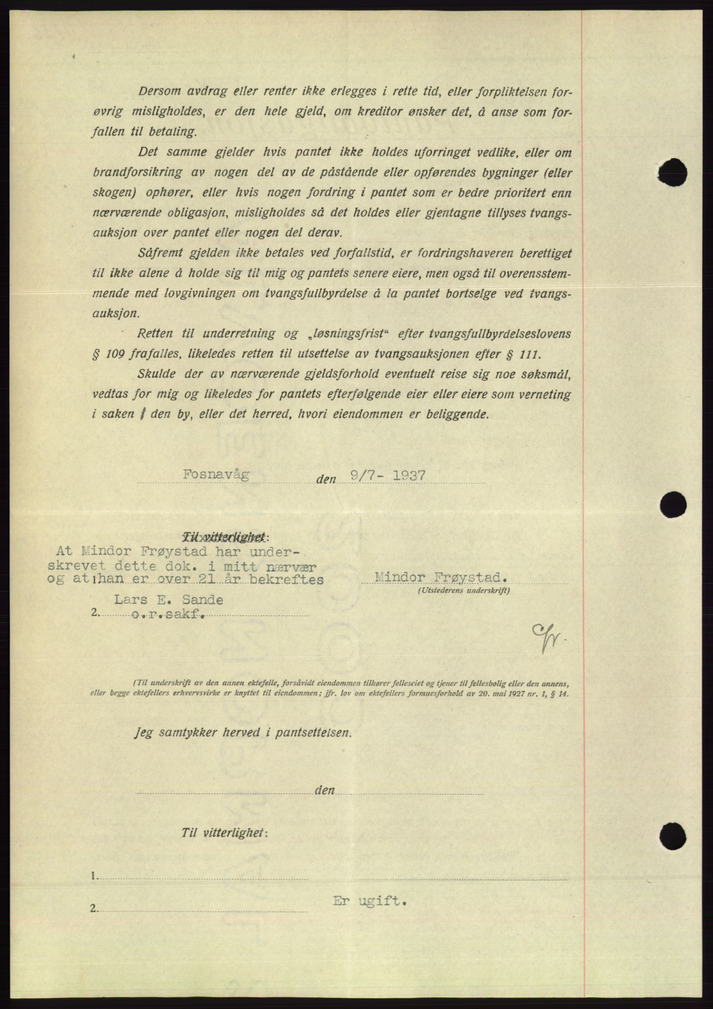 Søre Sunnmøre sorenskriveri, AV/SAT-A-4122/1/2/2C/L0063: Pantebok nr. 57, 1937-1937, Dagboknr: 1134/1937