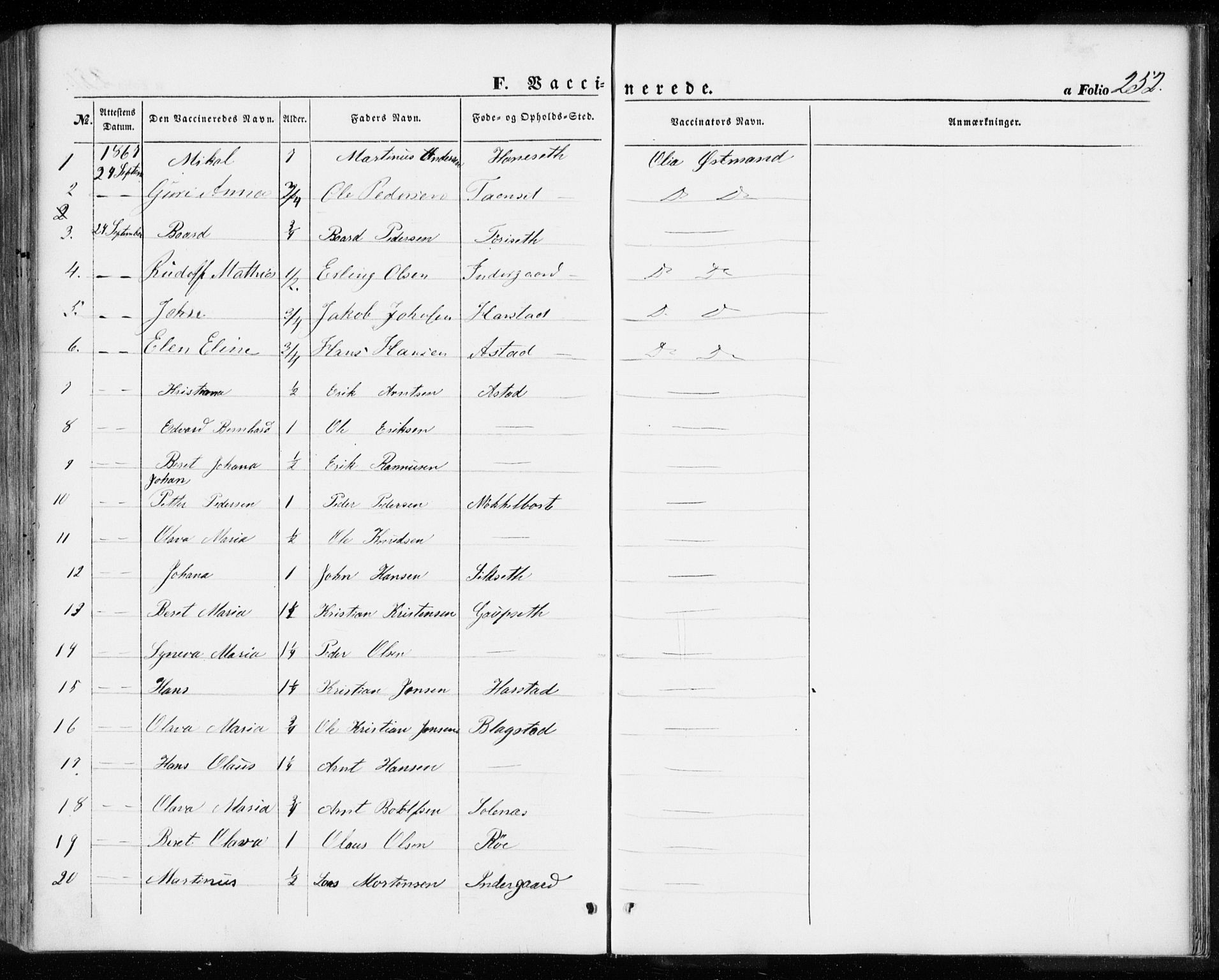 Ministerialprotokoller, klokkerbøker og fødselsregistre - Møre og Romsdal, AV/SAT-A-1454/584/L0965: Ministerialbok nr. 584A05, 1857-1868, s. 252