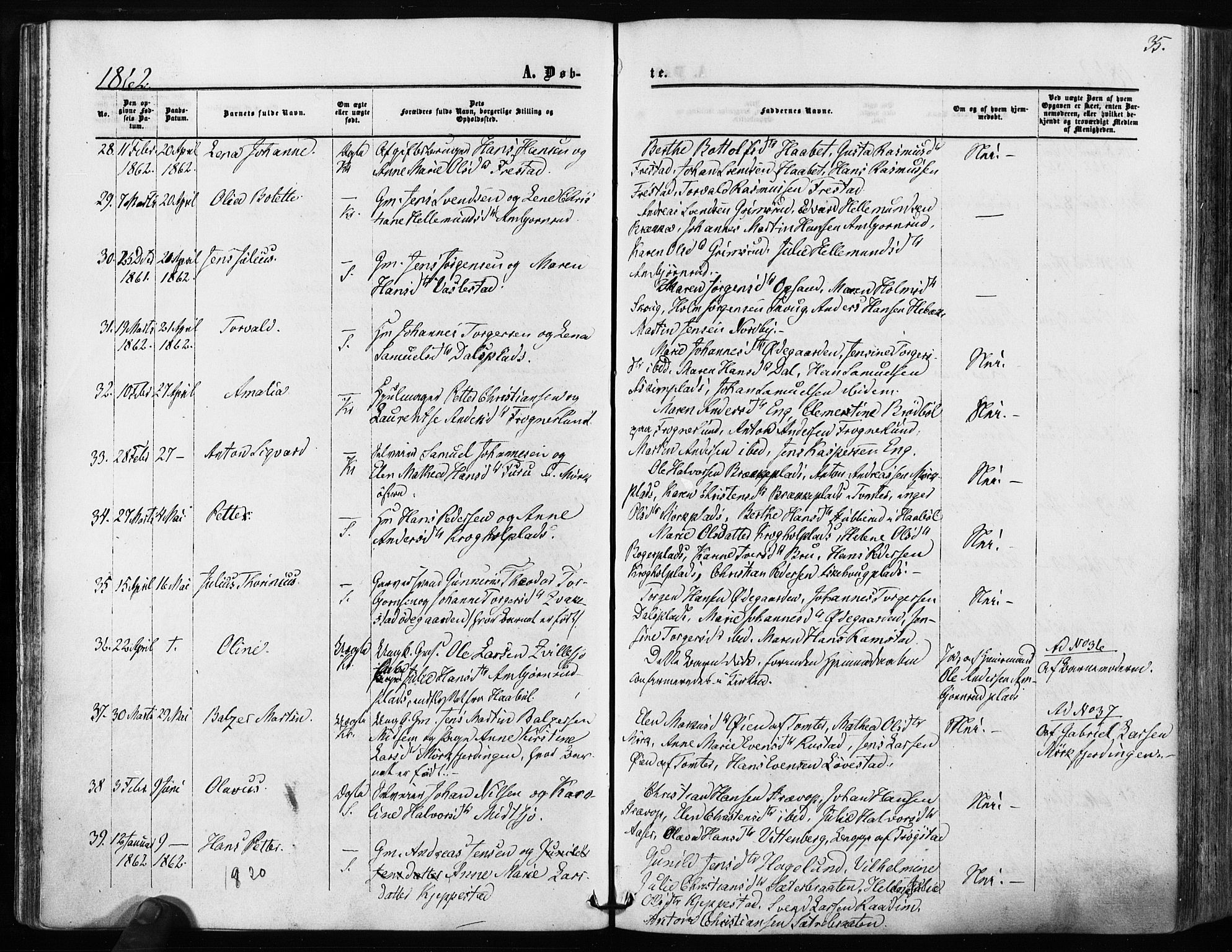 Kråkstad prestekontor Kirkebøker, AV/SAO-A-10125a/F/Fa/L0007: Ministerialbok nr. I 7, 1858-1870, s. 35